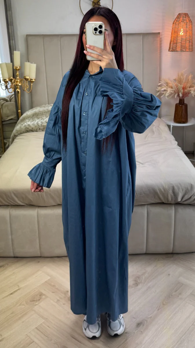 Oversized Maxi Blouse Pleated Detail