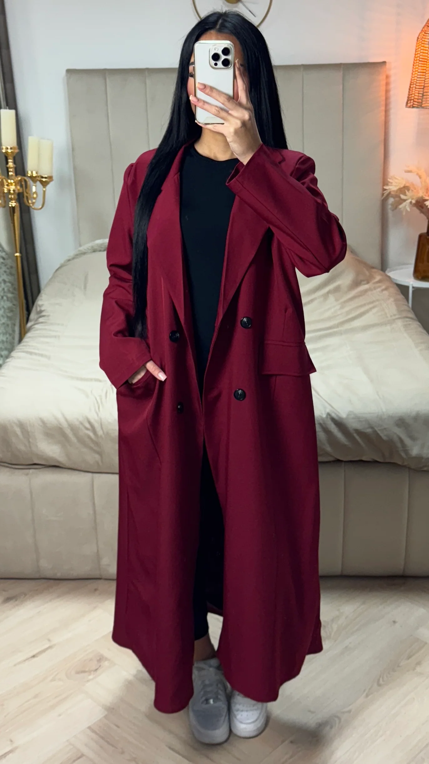 Oversized Maxi Essential Blazer Button Detail - Image 11