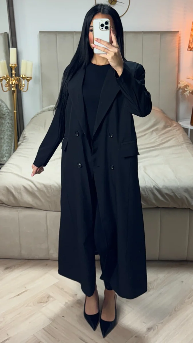 Oversized Maxi Essential Blazer Button Detail - Image 4