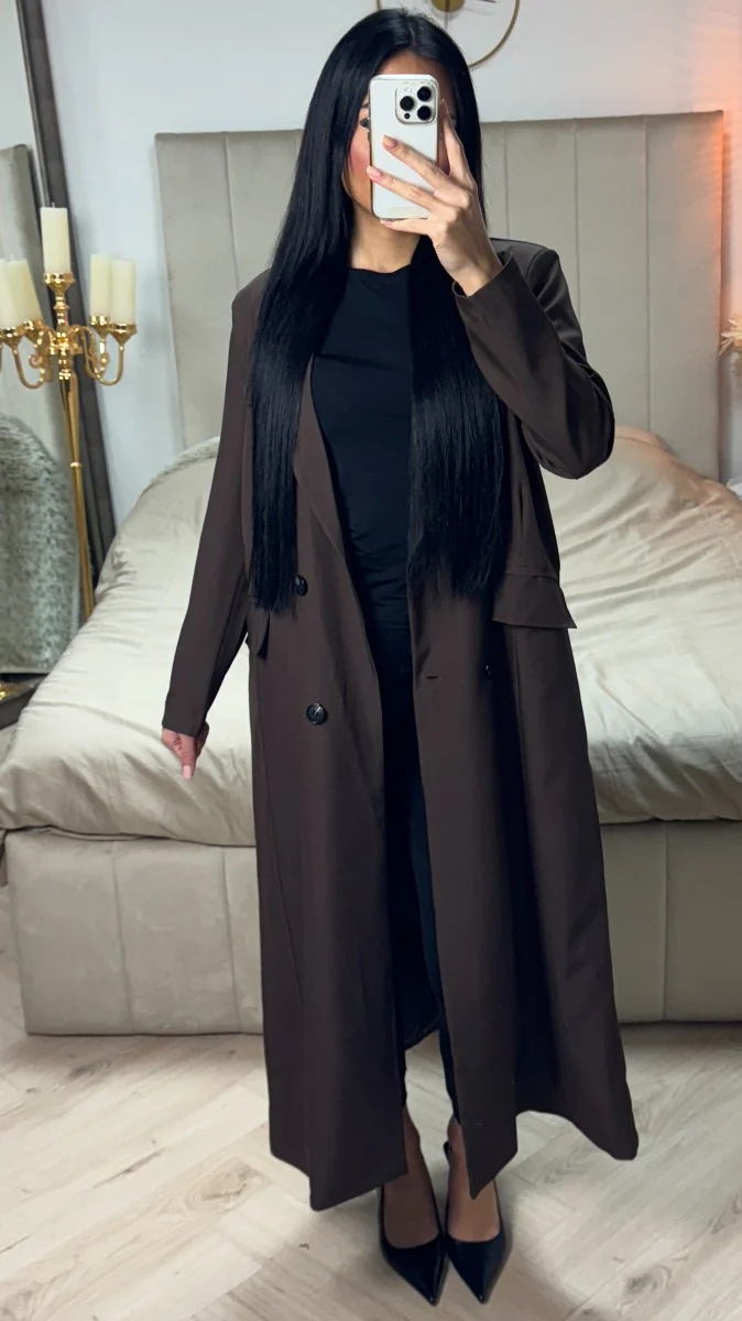 Oversized Maxi Essential Blazer Button Detail - Image 7