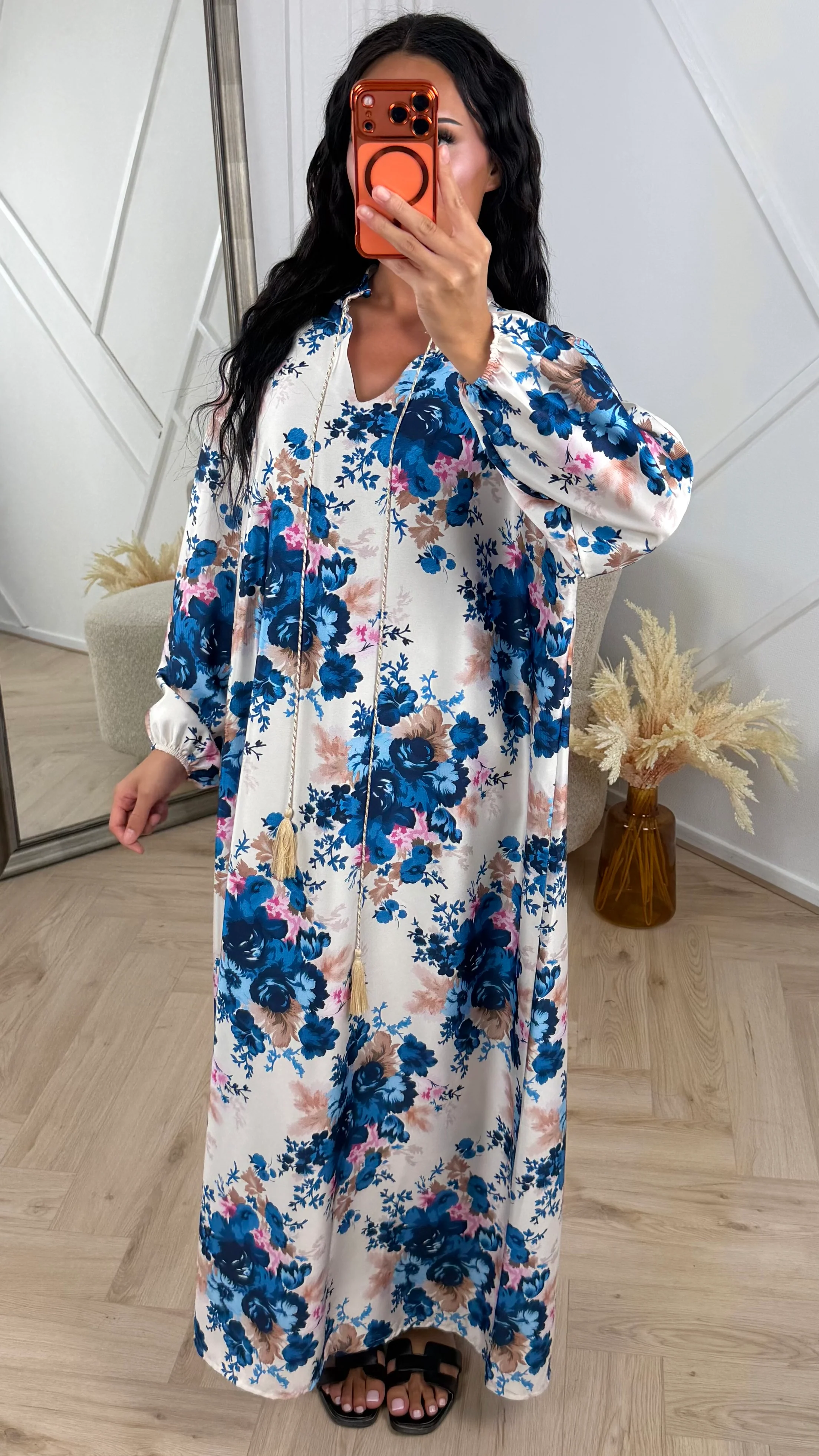 Oversized Maxi Jurk met Bloemenprint en Kwastkoord - Image 2