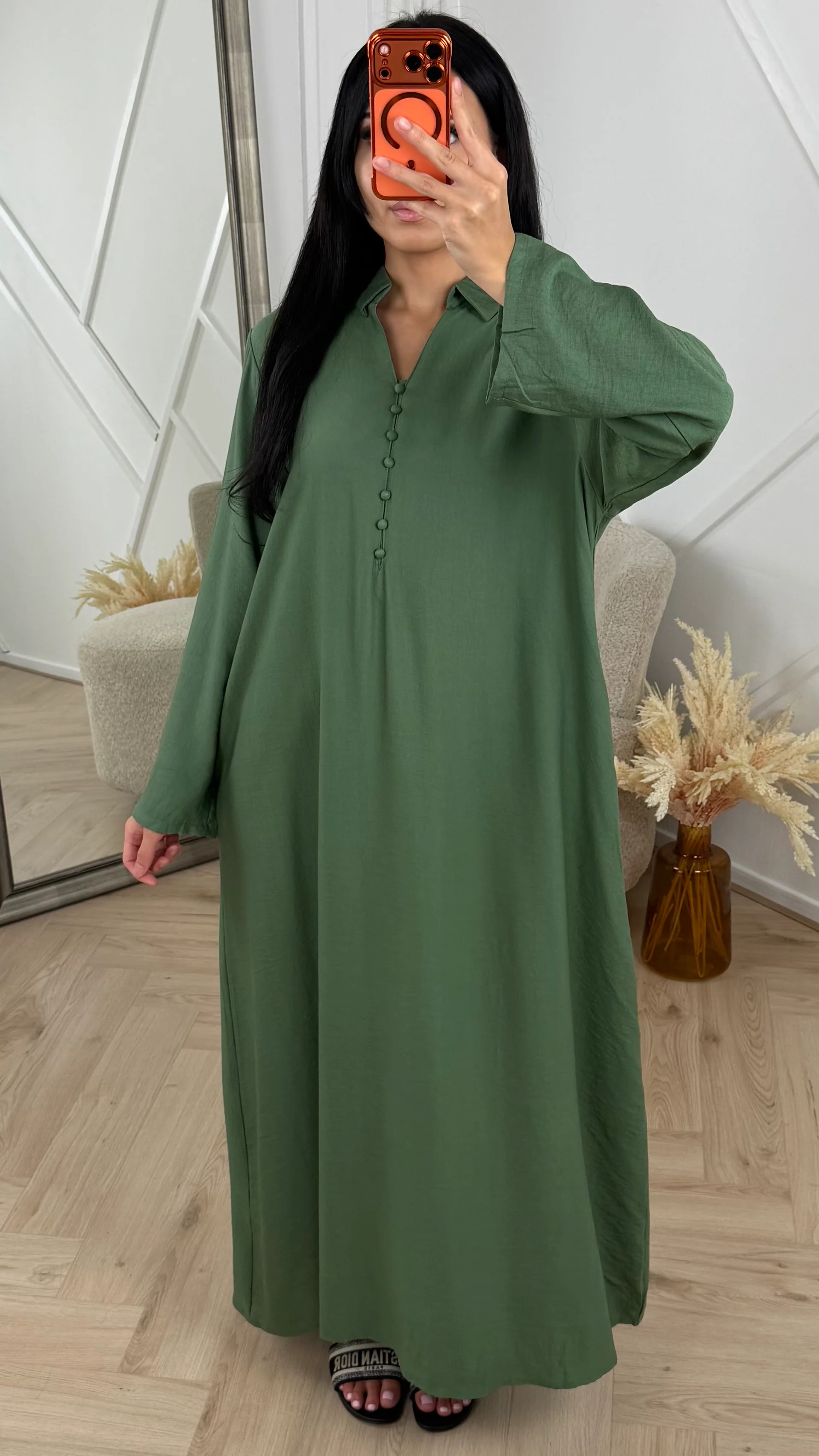 Oversized Maxi Jurk met Kraag en Knoopsluiting 5701 - Image 3