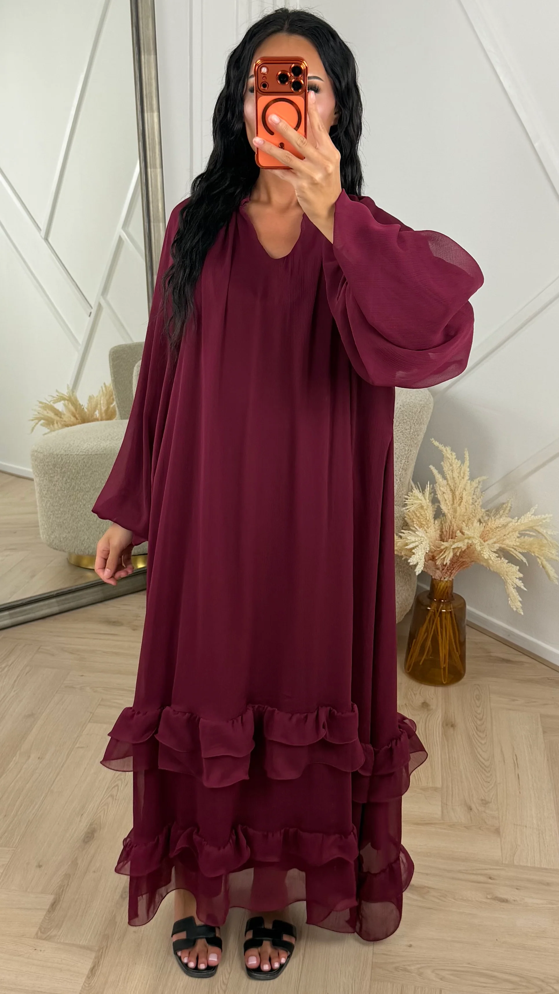 Oversized Maxi Jurk met Ruffles en Ballonmouwen - Image 2