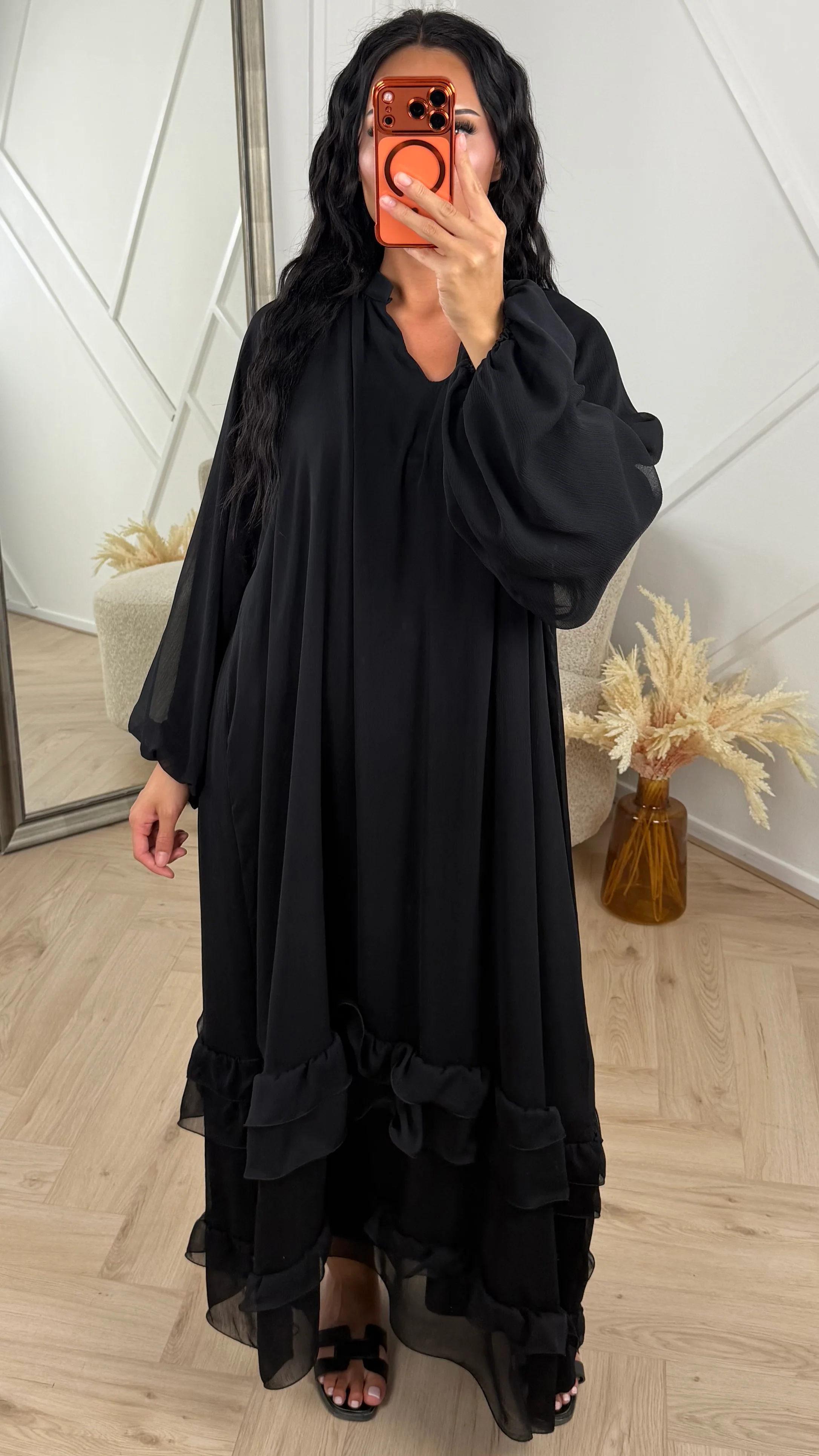 Oversized Maxi Jurk met Ruffles en Ballonmouwen - Image 7