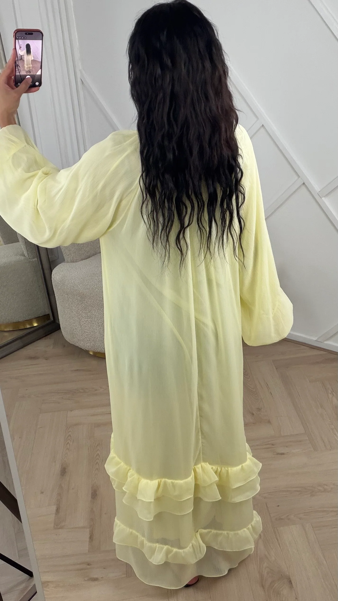 Oversized Maxi Jurk met Ruffles en Ballonmouwen - Image 8