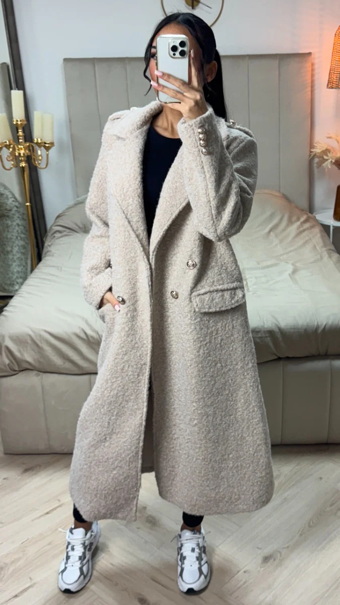 Oversized Military Teddy Jacket Golden Buttons