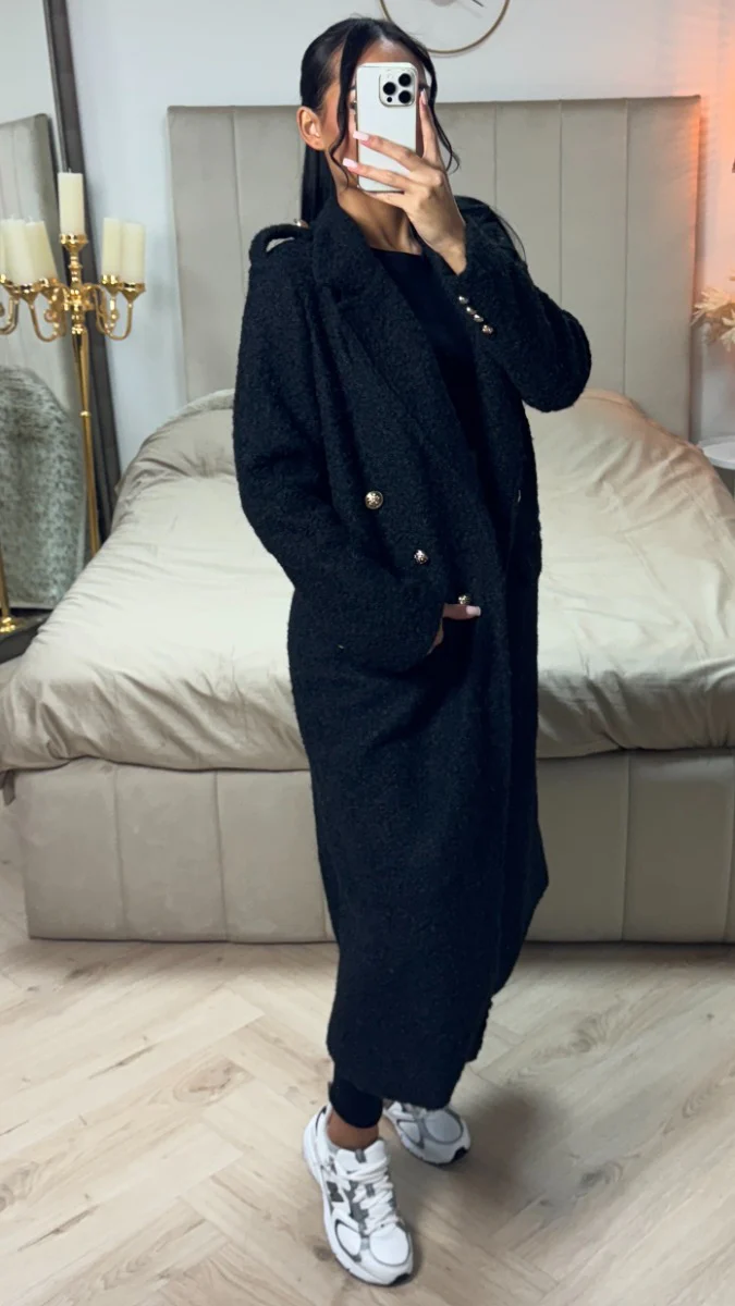 Oversized Military Teddy Jacket Golden Buttons - Image 4