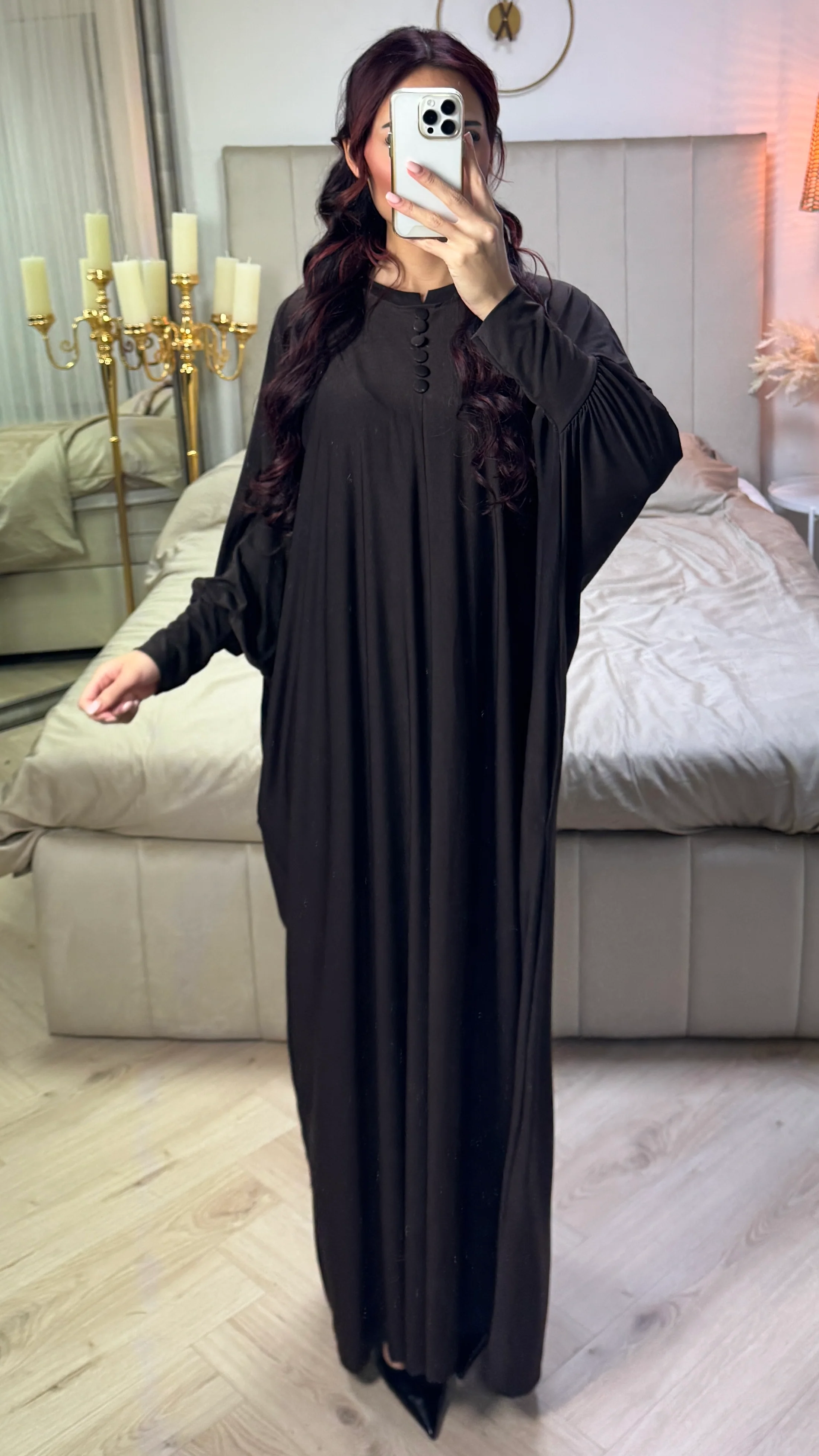 Oversized Pocets Abaya Button Detail - Image 10