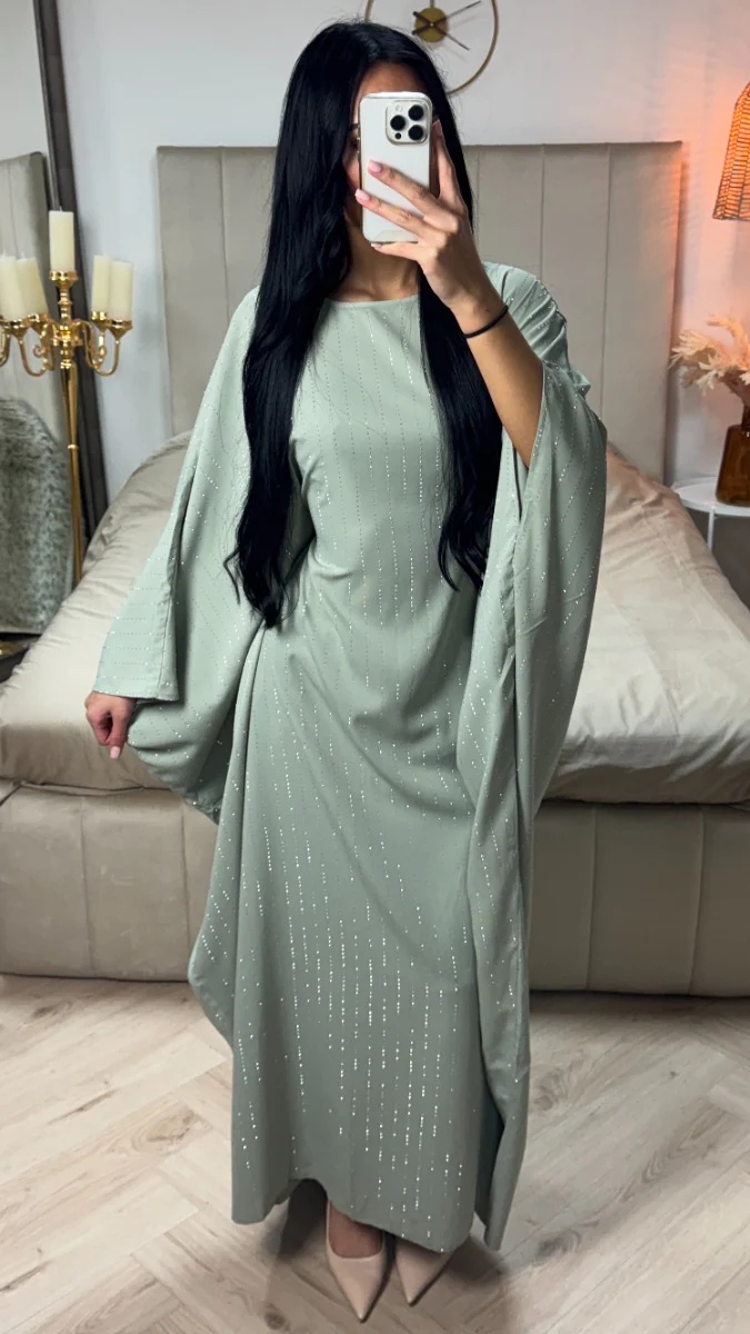 Oversized Strass Butterfly Abaya Inside Tie Belt - Image 6