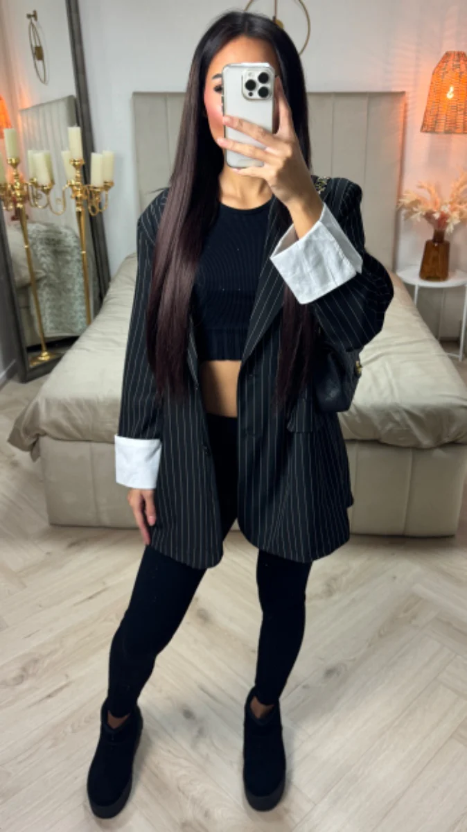 Oversized Striped Blazer - Image 10