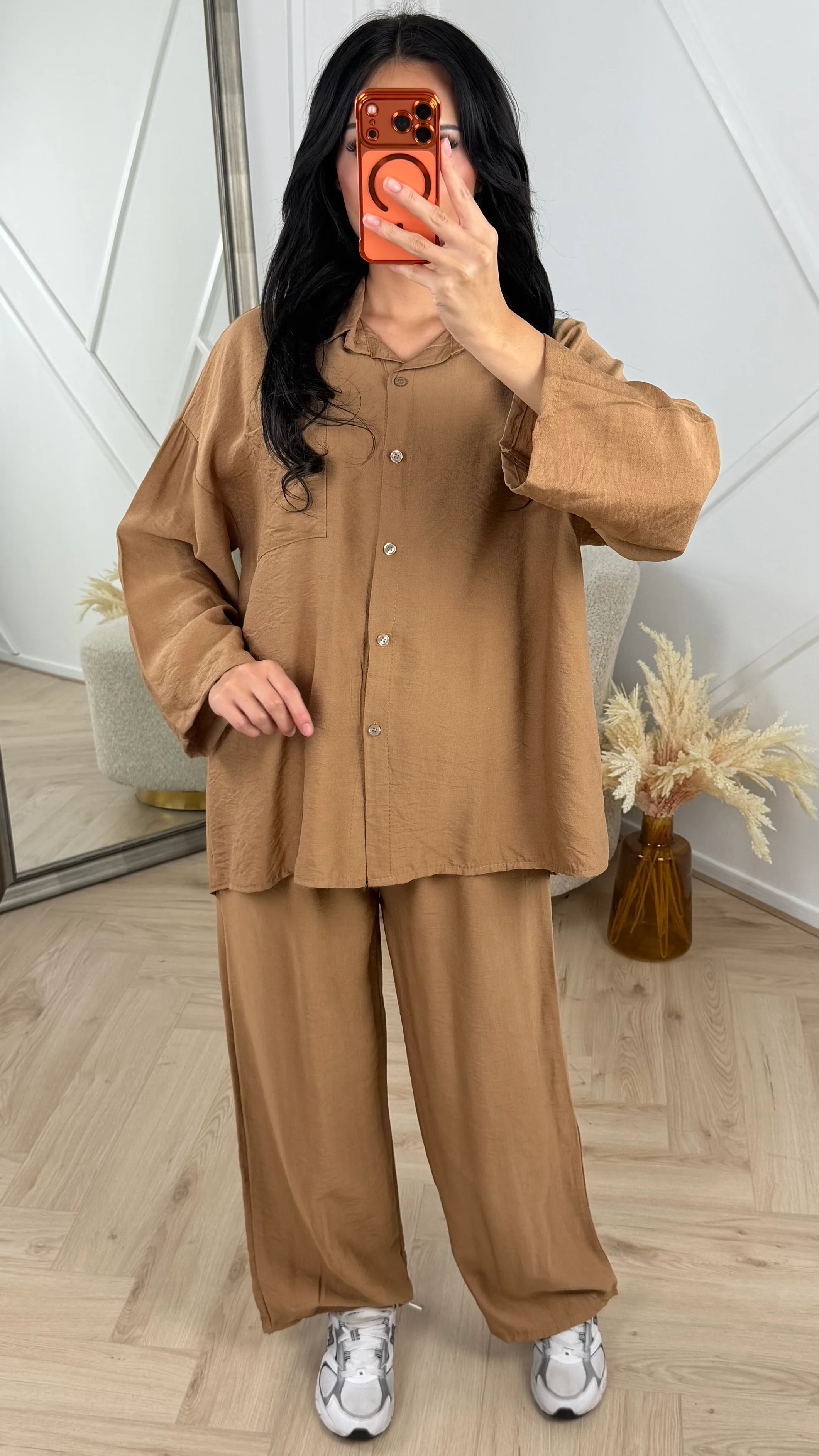 Oversized Tweedelige Blouse Set met Wide Leg Broek - Image 3
