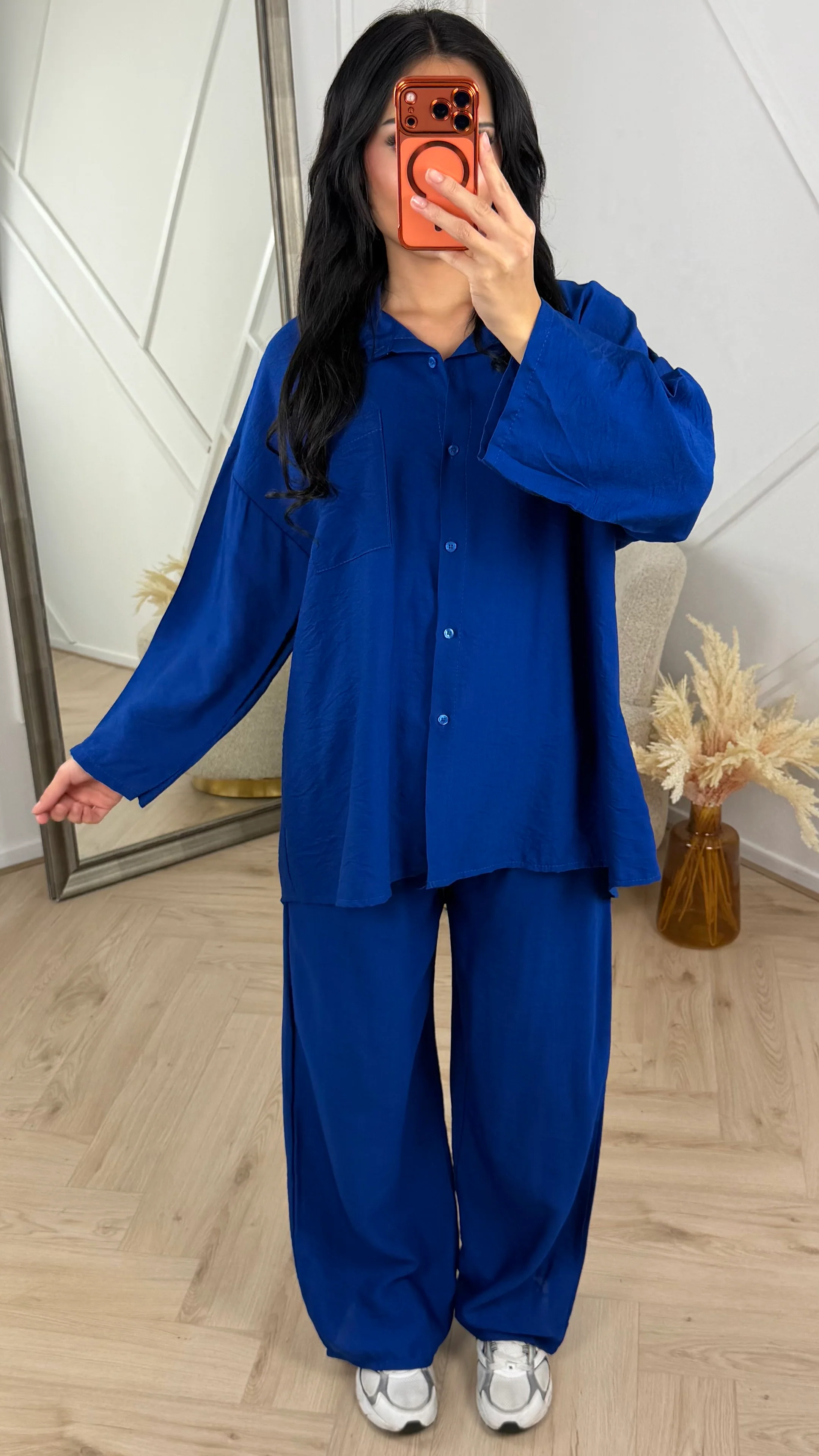 Oversized Tweedelige Blouse Set met Wide Leg Broek - Image 4