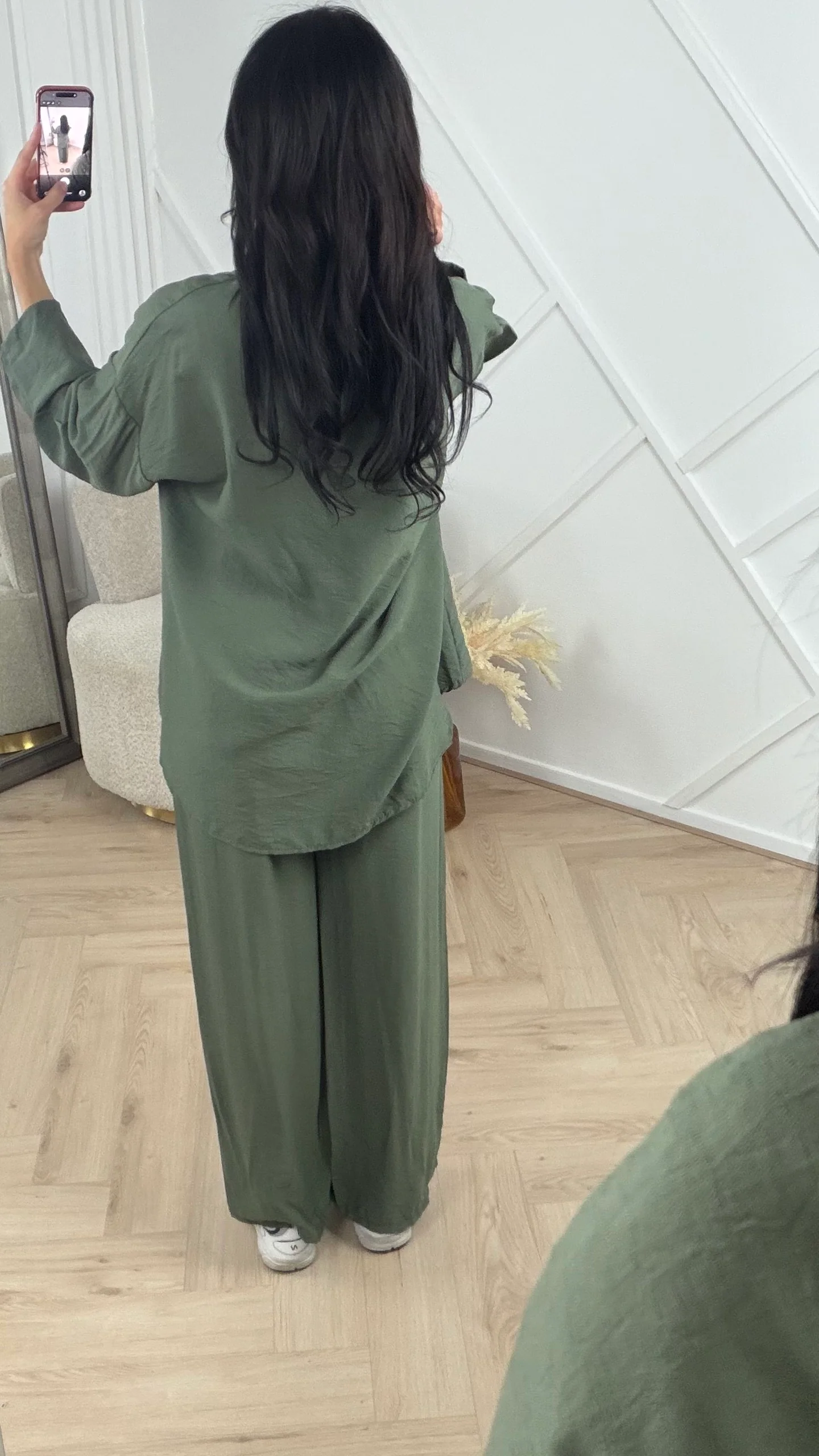 Oversized Tweedelige Blouse Set met Wide Leg Broek - Image 9