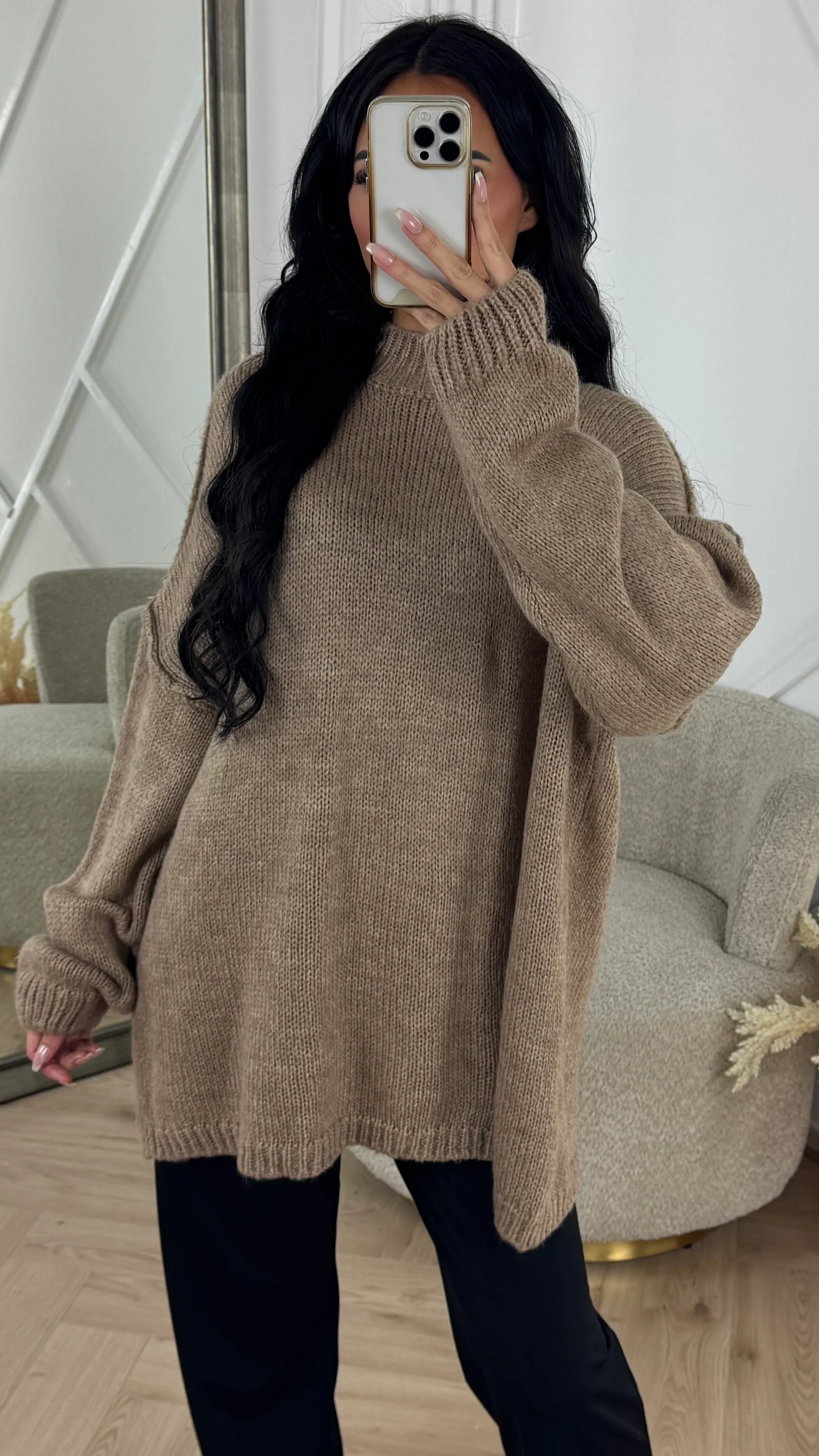 Oversized Wool Touch Knit Sweater - Image 2