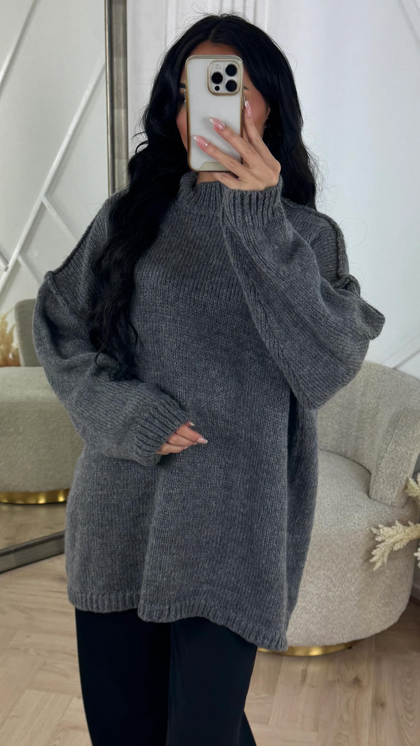 Oversized Wool Touch Knit Sweater - Image 3