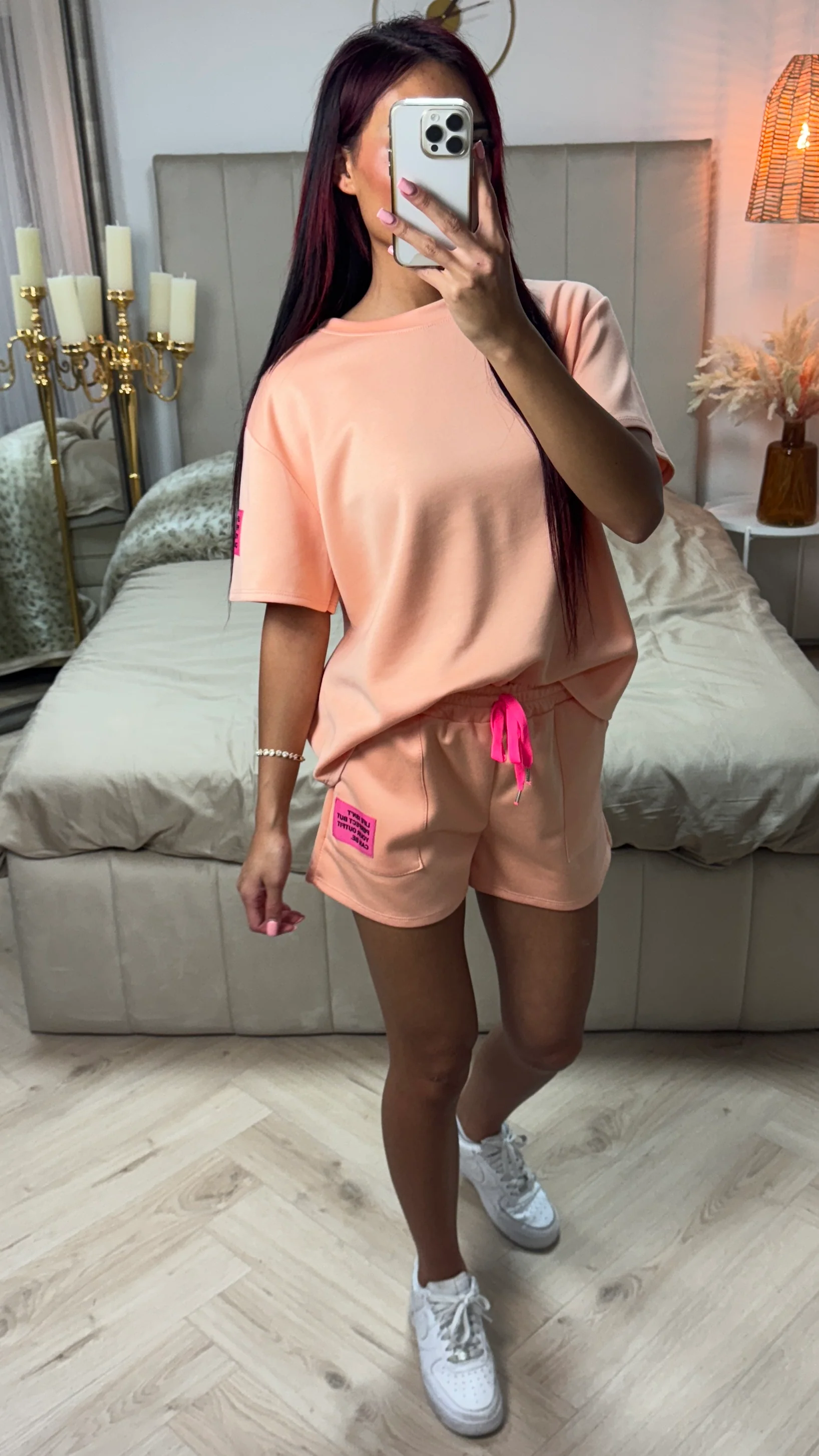 Perfect Outfit Soft Material Tee+Shorts Set - Image 10