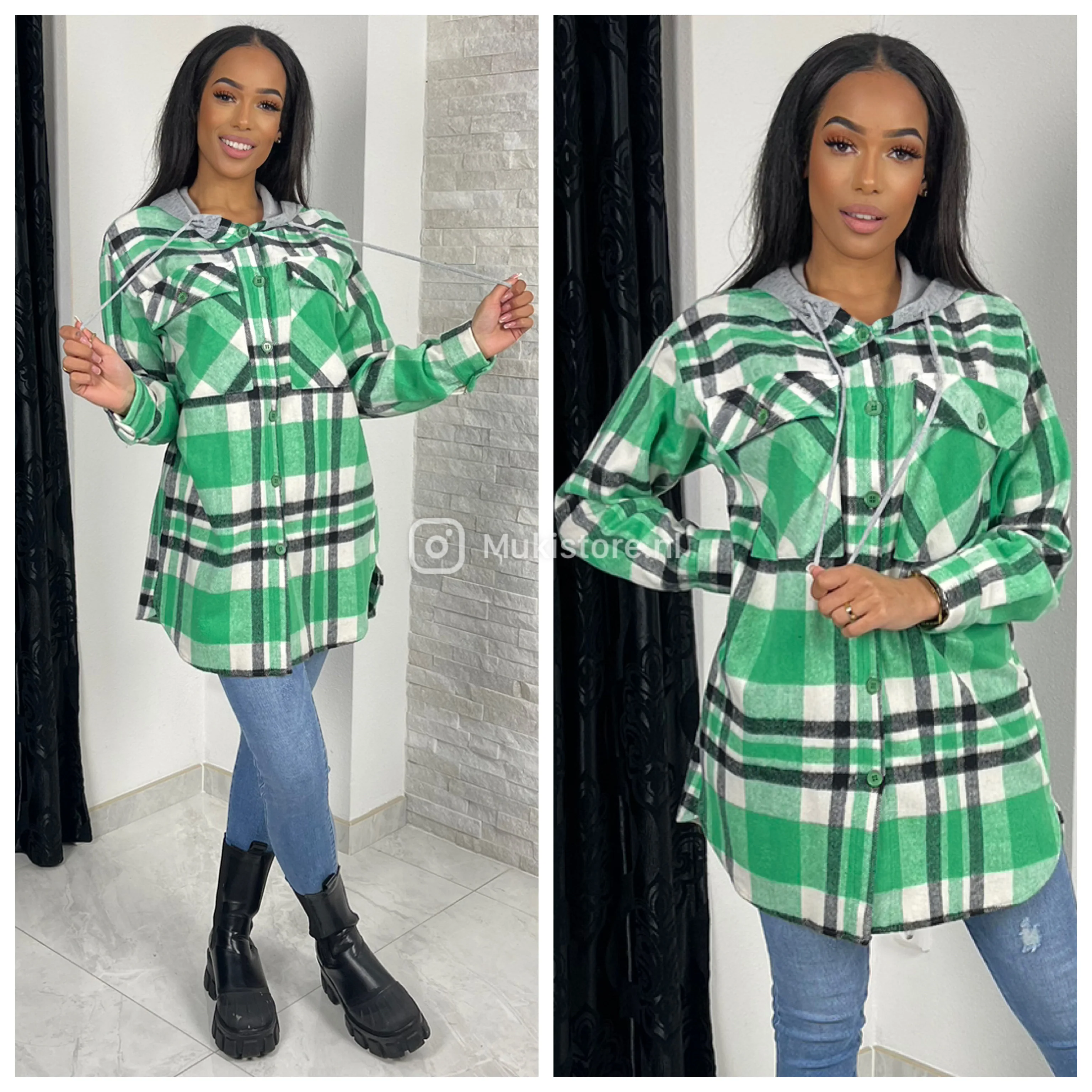Plaid Soft Shacket Hoodie - Image 7