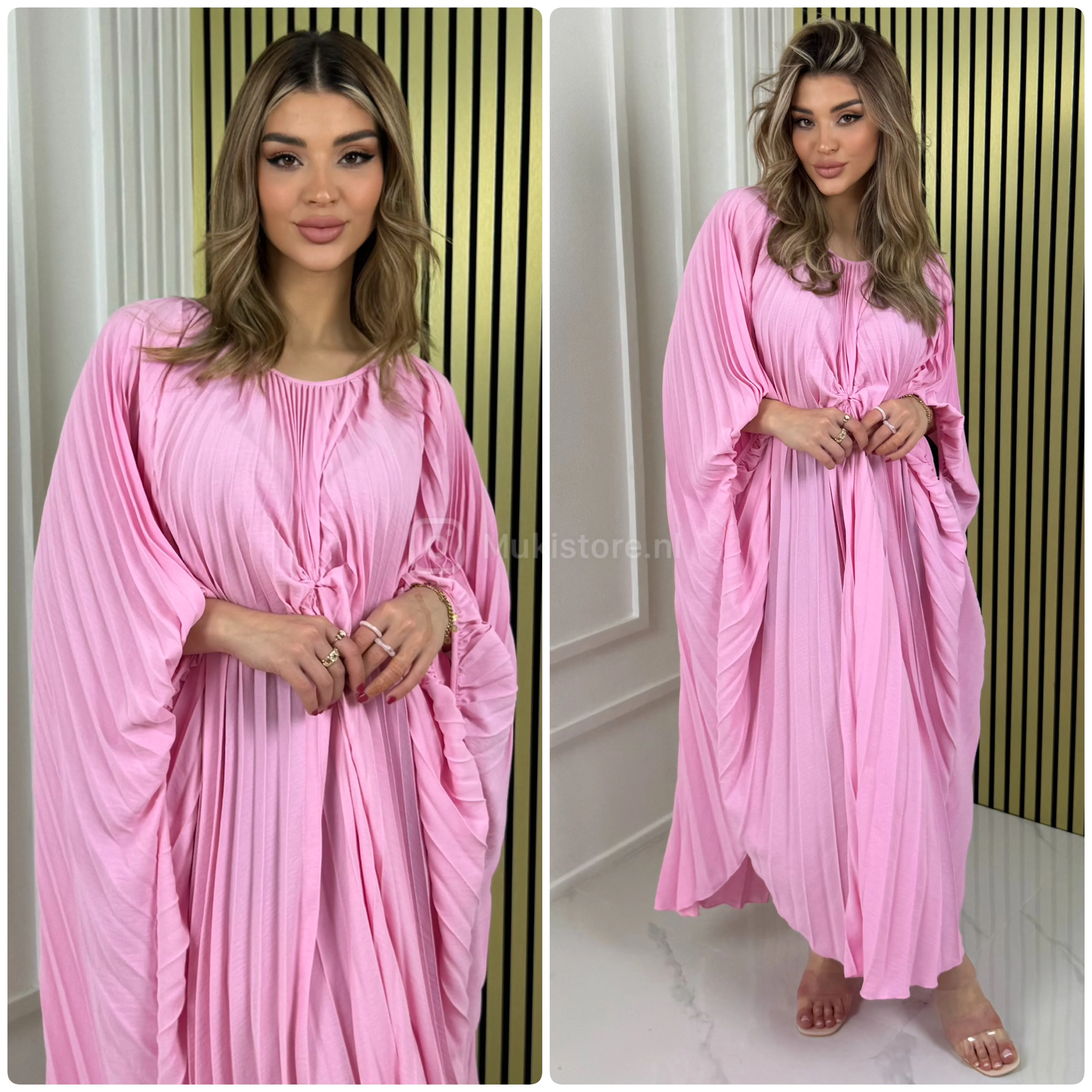 Pleated Oversized Wrap Detail Dress - Image 13