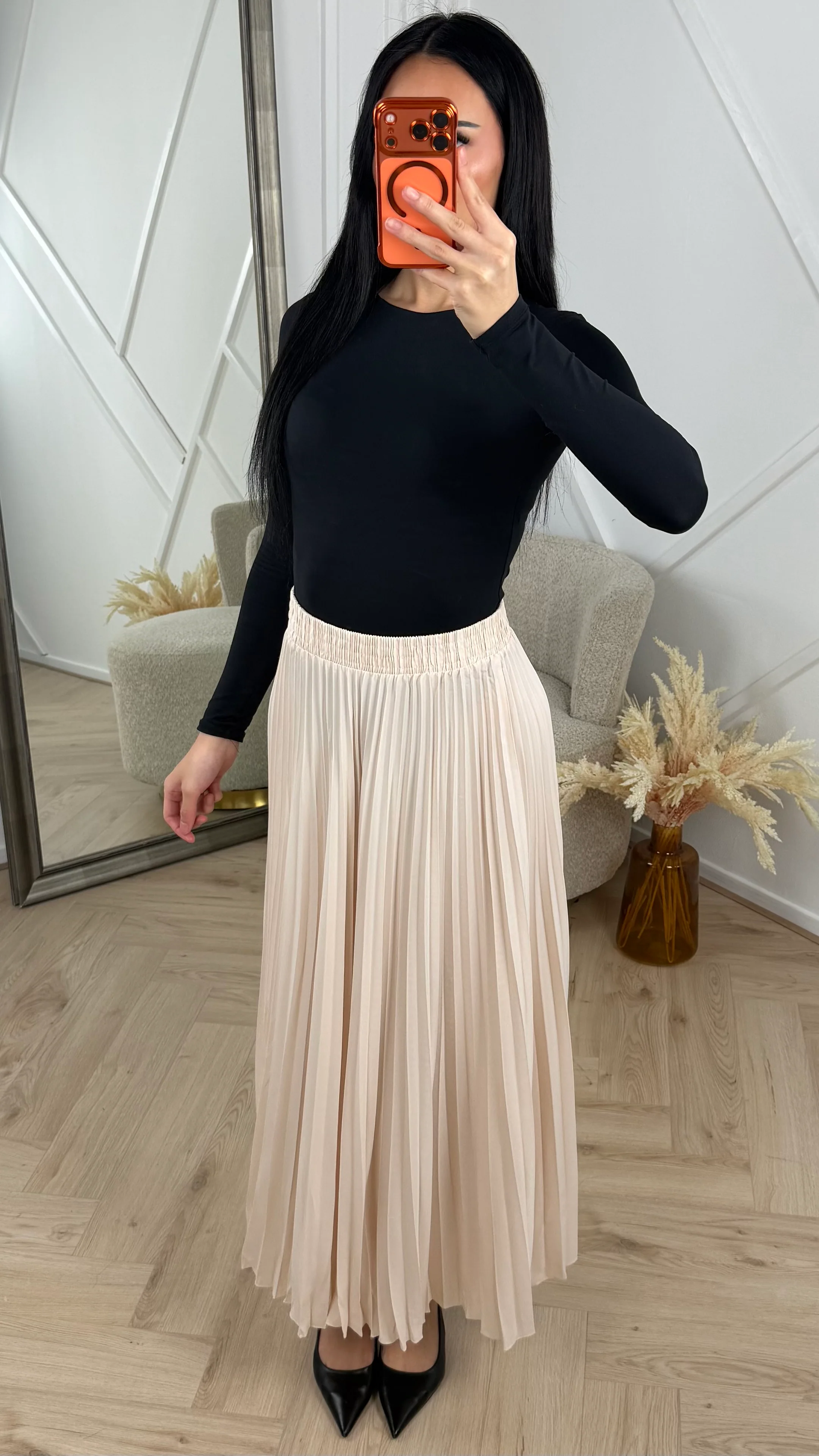 Plissé Maxi Rok met Elastische Tailleband Y1011 - Image 2