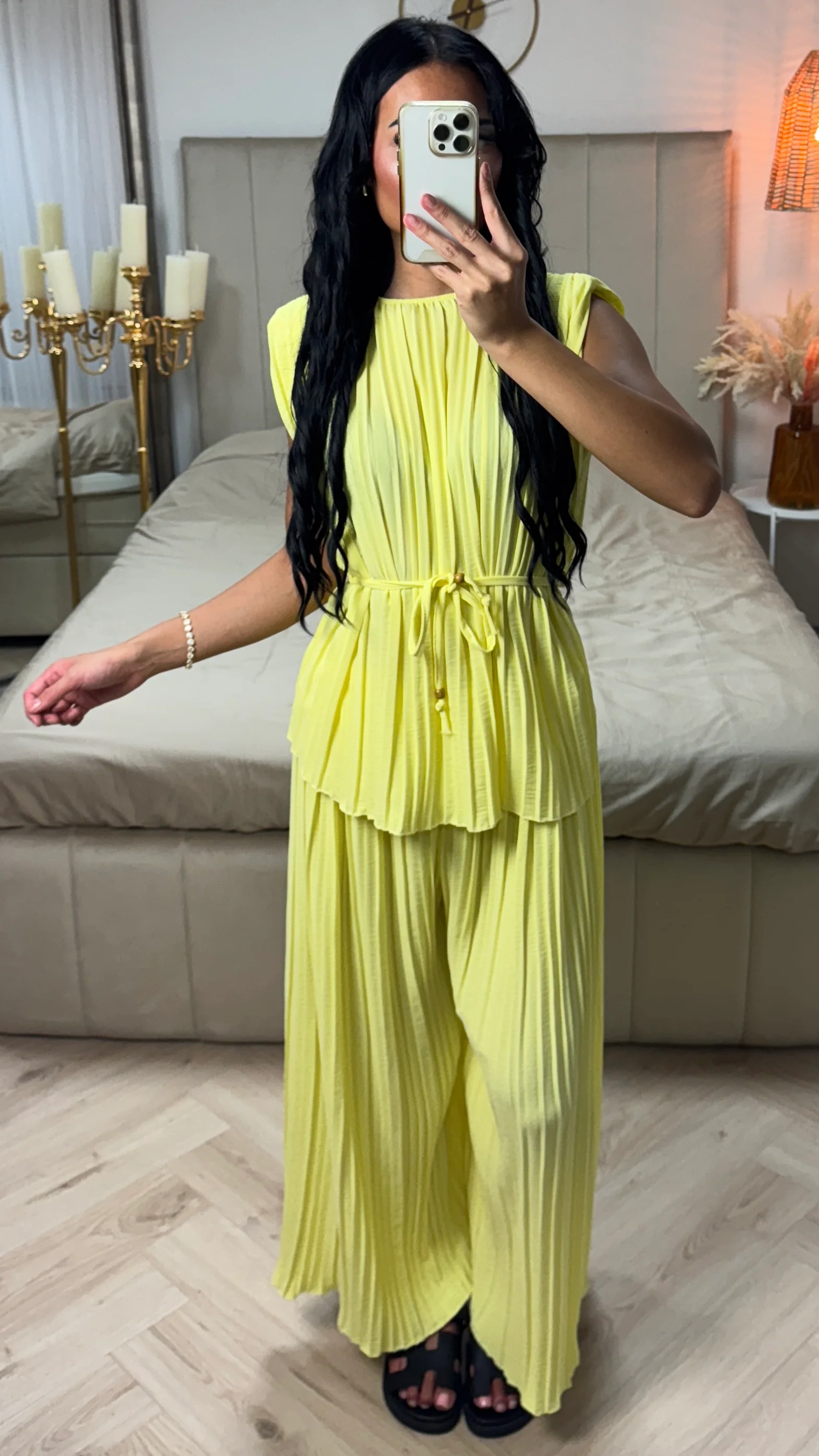 Plissé Set met Ceintuur & Wijde Broek – Elegant & Comfortabel - Image 2