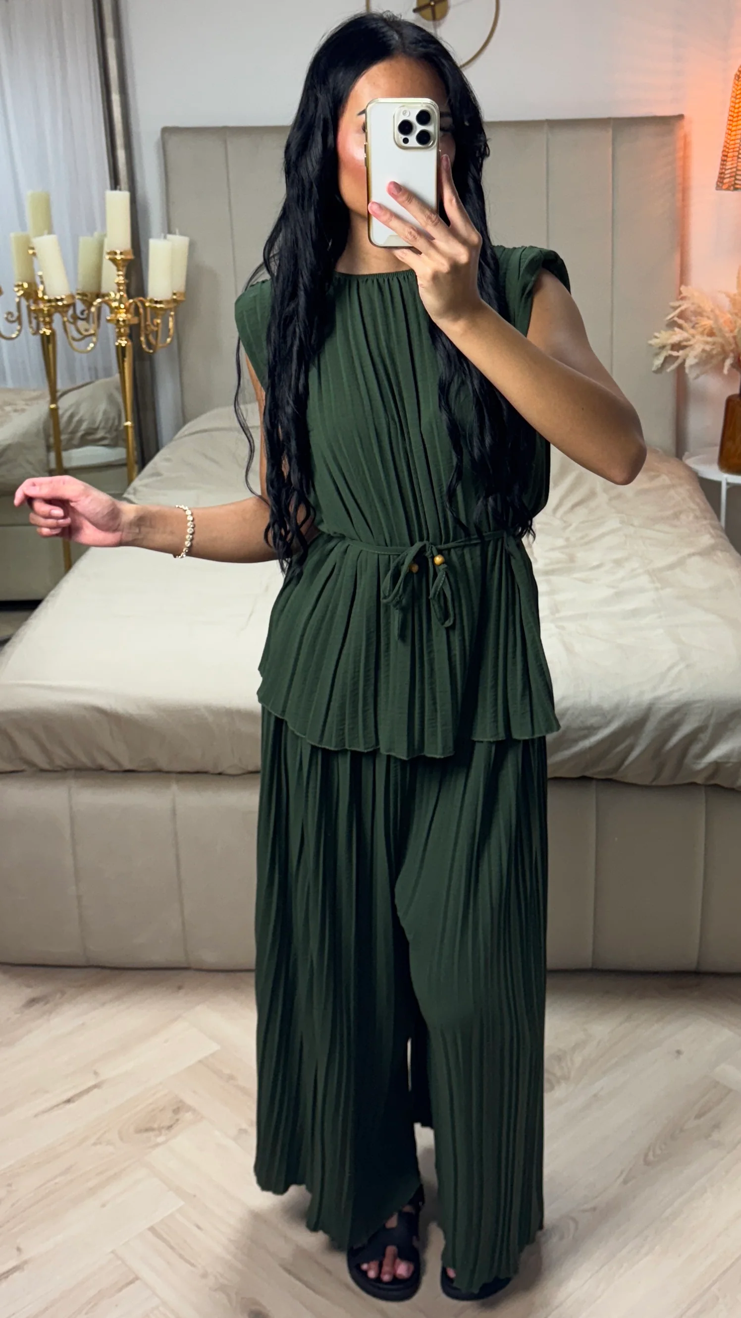Plissé Set met Ceintuur & Wijde Broek – Elegant & Comfortabel - Image 4