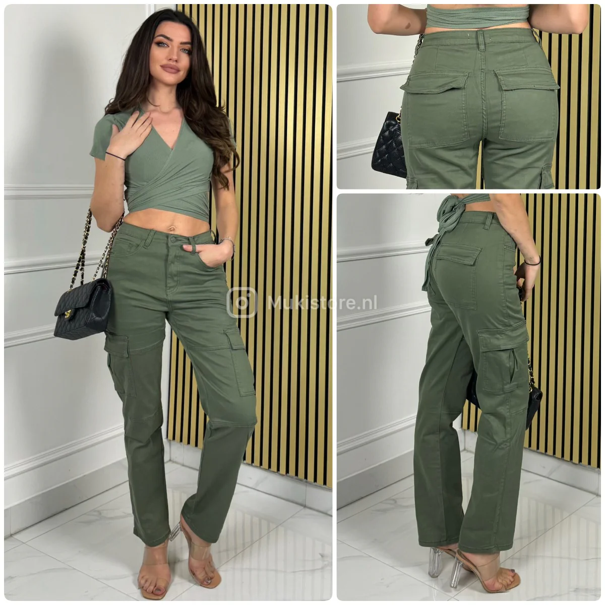 Premium Quality Cargo Stretch Flared Jeans 99467-7