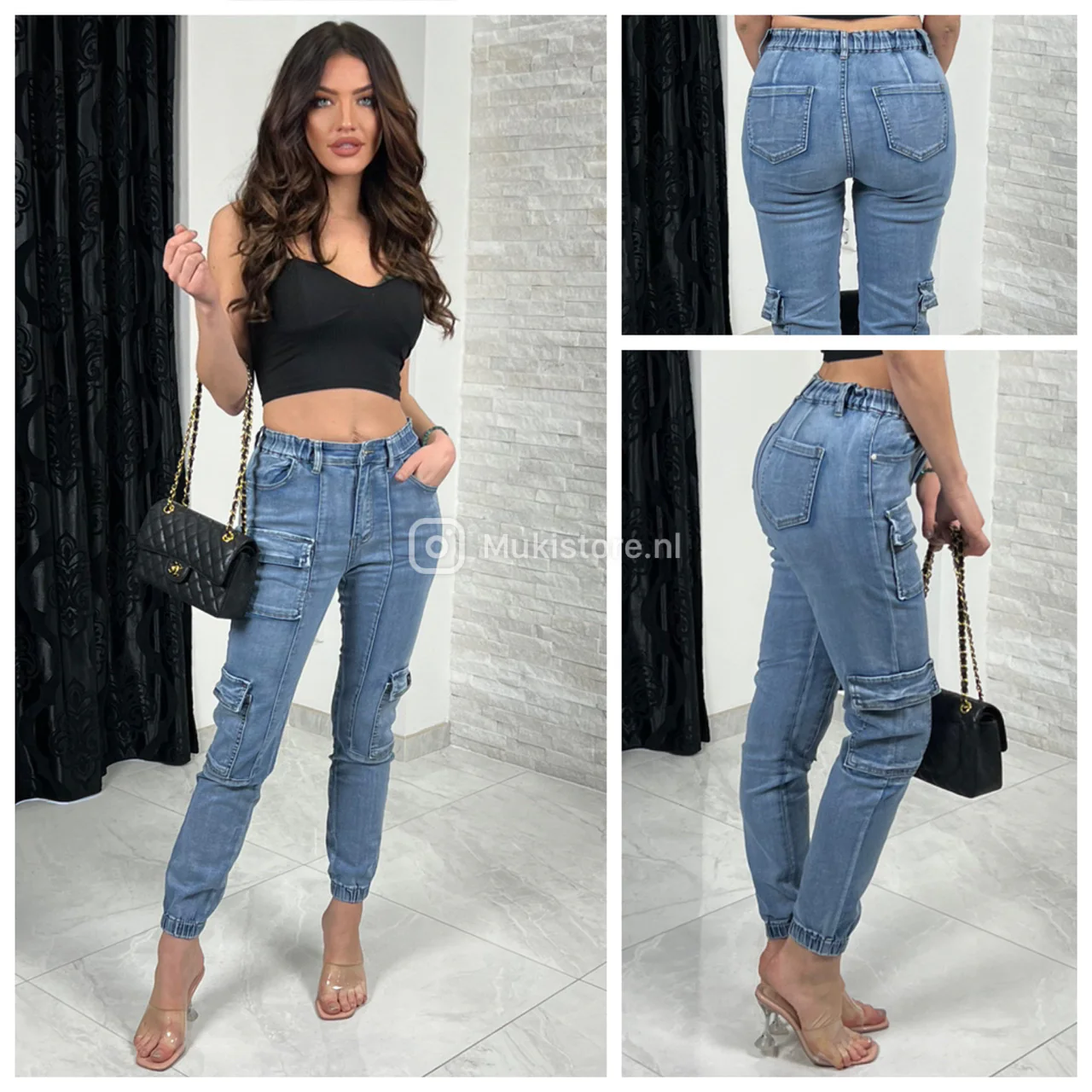 2023 Premium Quality Stretch Cargo Jeans 99075 - Image 4