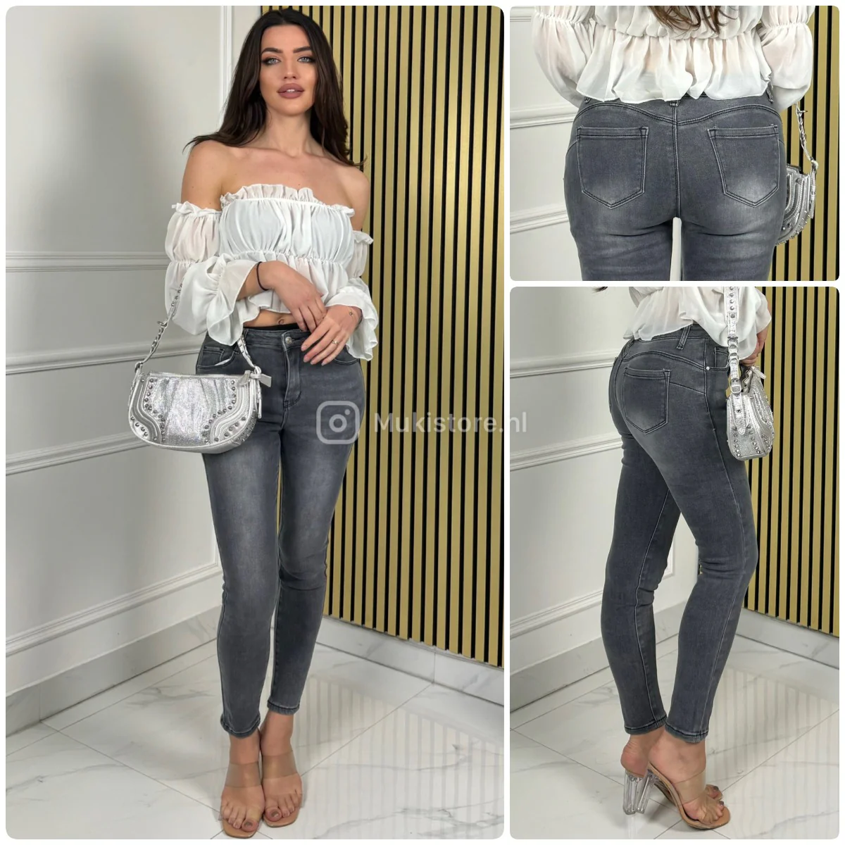 Premium Quality Stretch Clean Push Up Grey Jeans Y5006