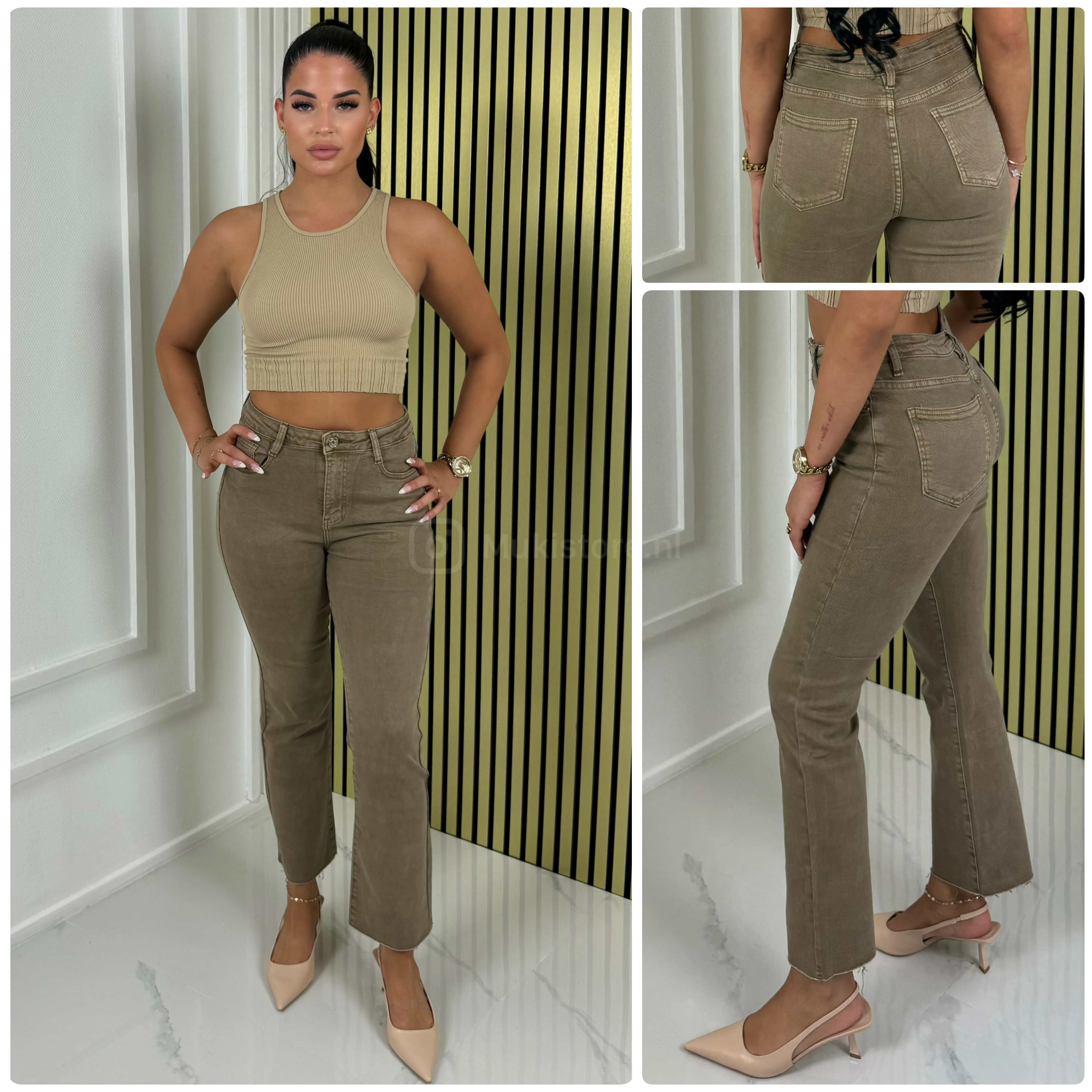 Premium Quality Stretch Jeans Wide Leg Y6306F - Image 6