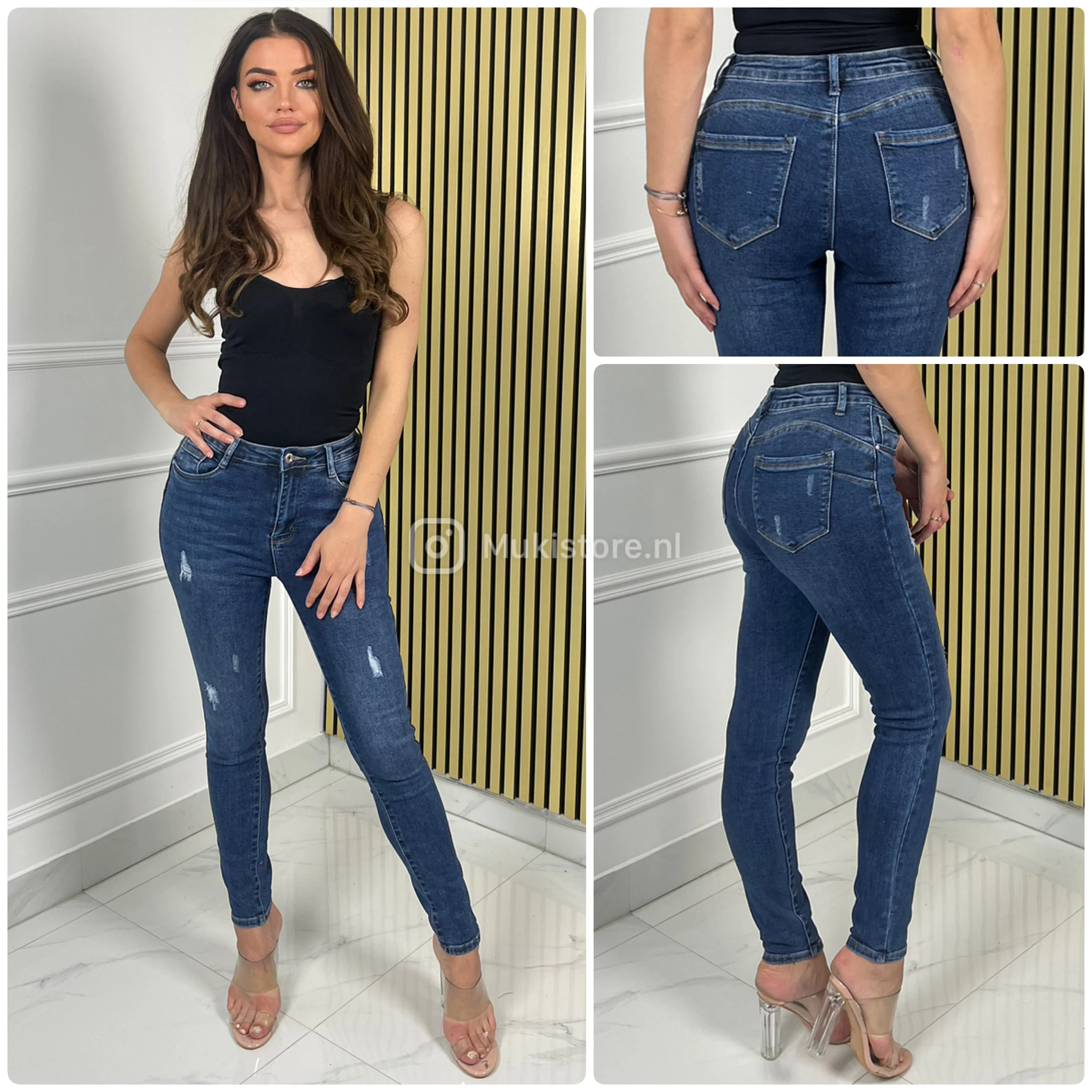 Premium Quality Stretch Ripped Push Up Jeans 77388 - Image 2