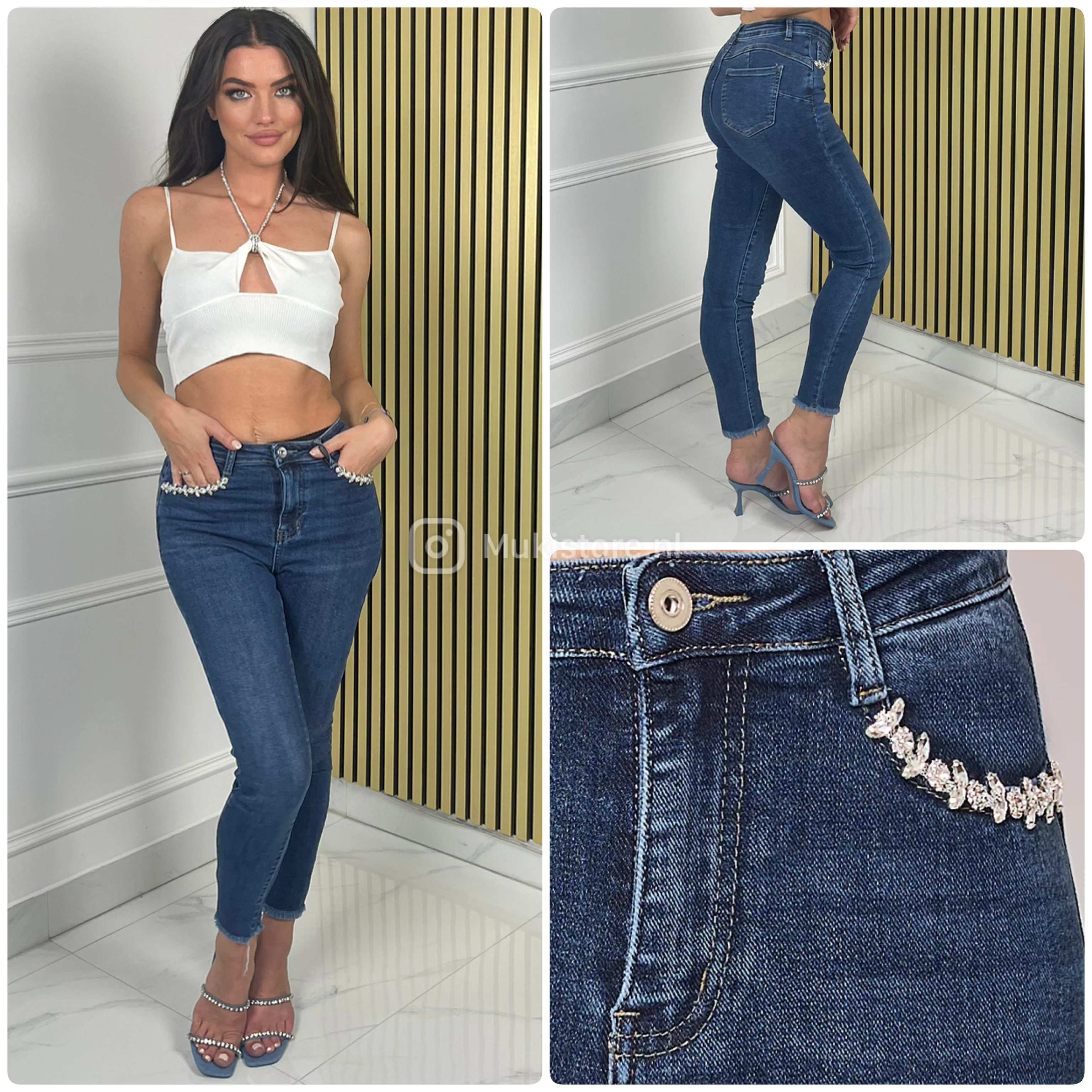Premium Quality Stretch Stones Push Up Jeans 77386Z - Image 3