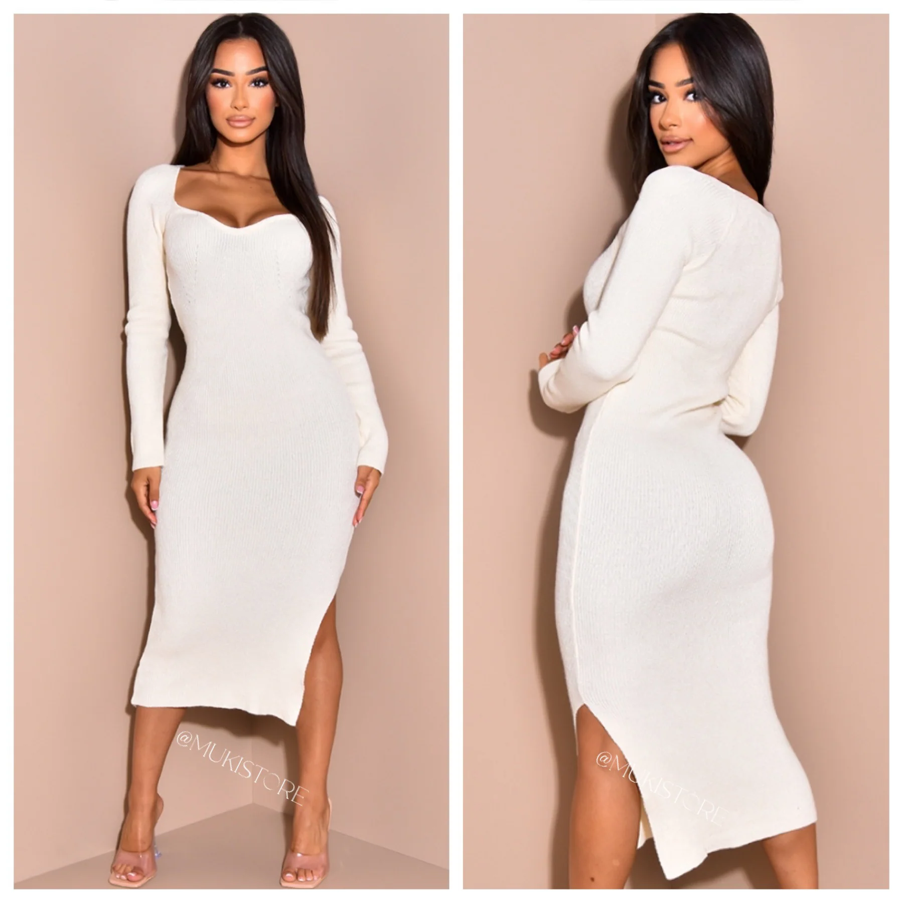 Ribbed split dress décolleté TL163 - Image 10