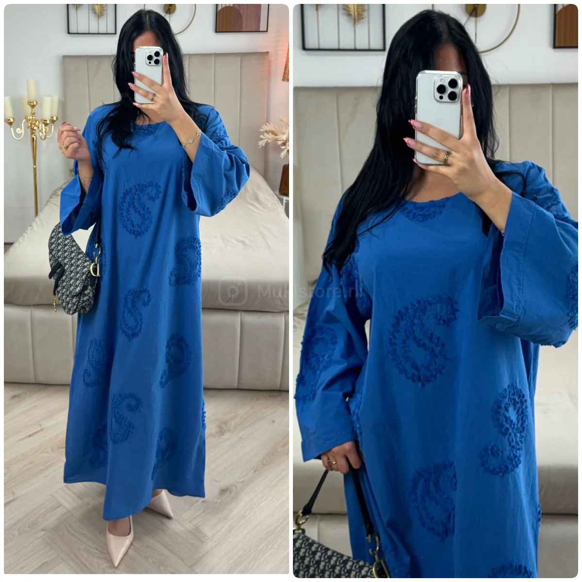 Round Neck Embroidery Maxi Dress - Image 4