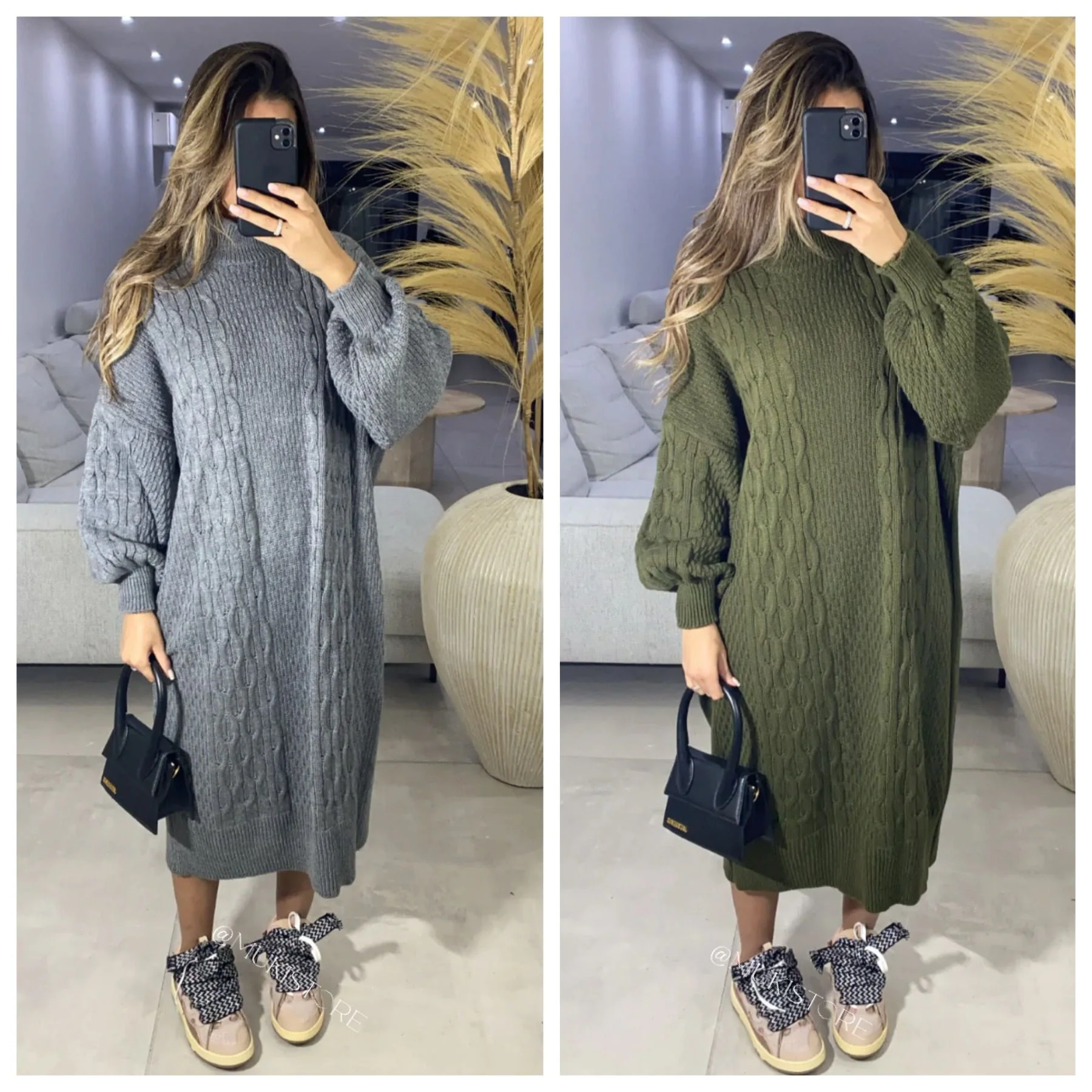 Round Neck Fully Cable Design Dress - Image 8