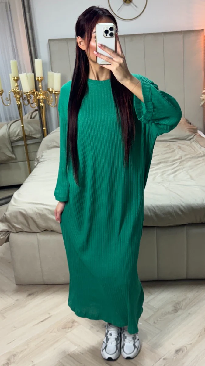 Round Neck Maxi Dress Thin Ribbed Material - Image 12