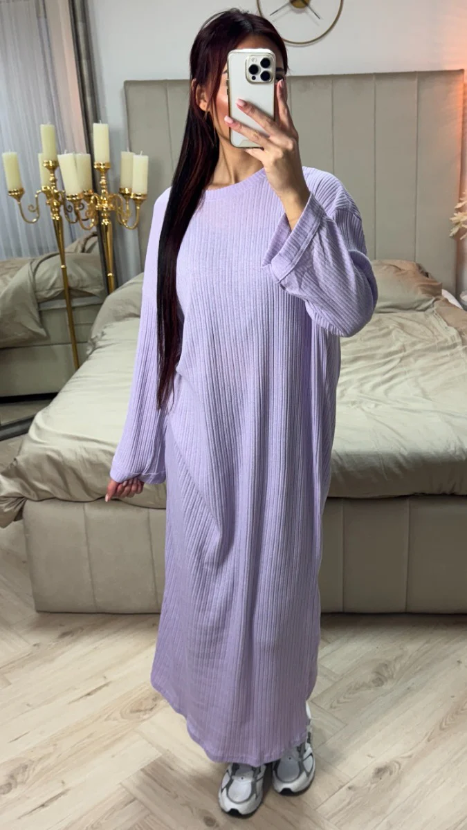 Round Neck Maxi Dress Thin Ribbed Material - Image 16