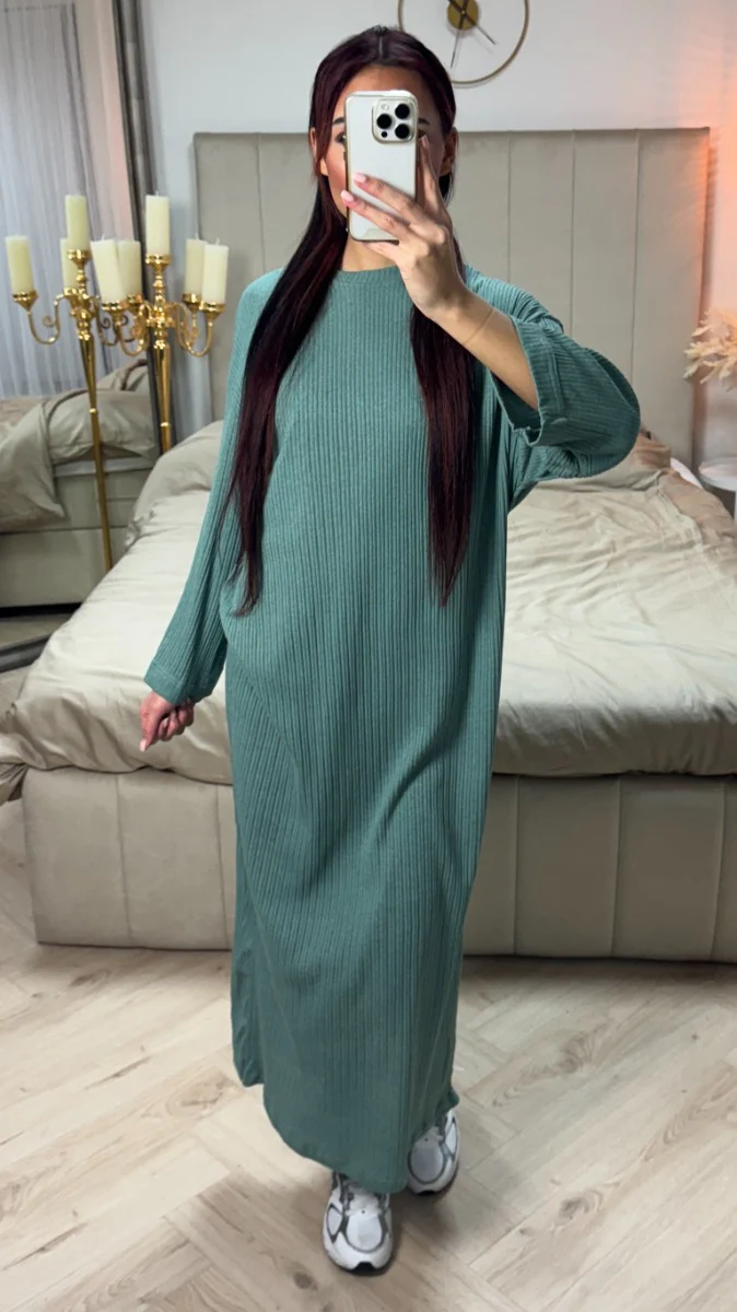 Round Neck Maxi Dress Thin Ribbed Material - Image 17