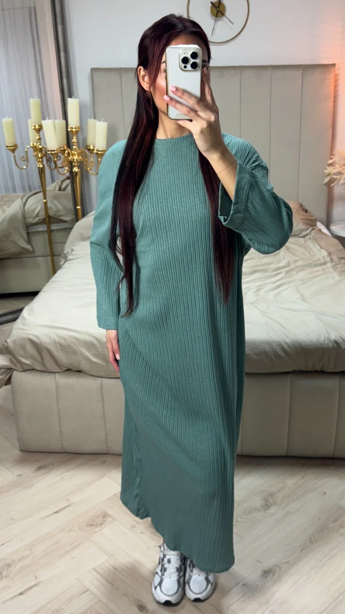 Round Neck Maxi Dress Thin Ribbed Material - Image 18