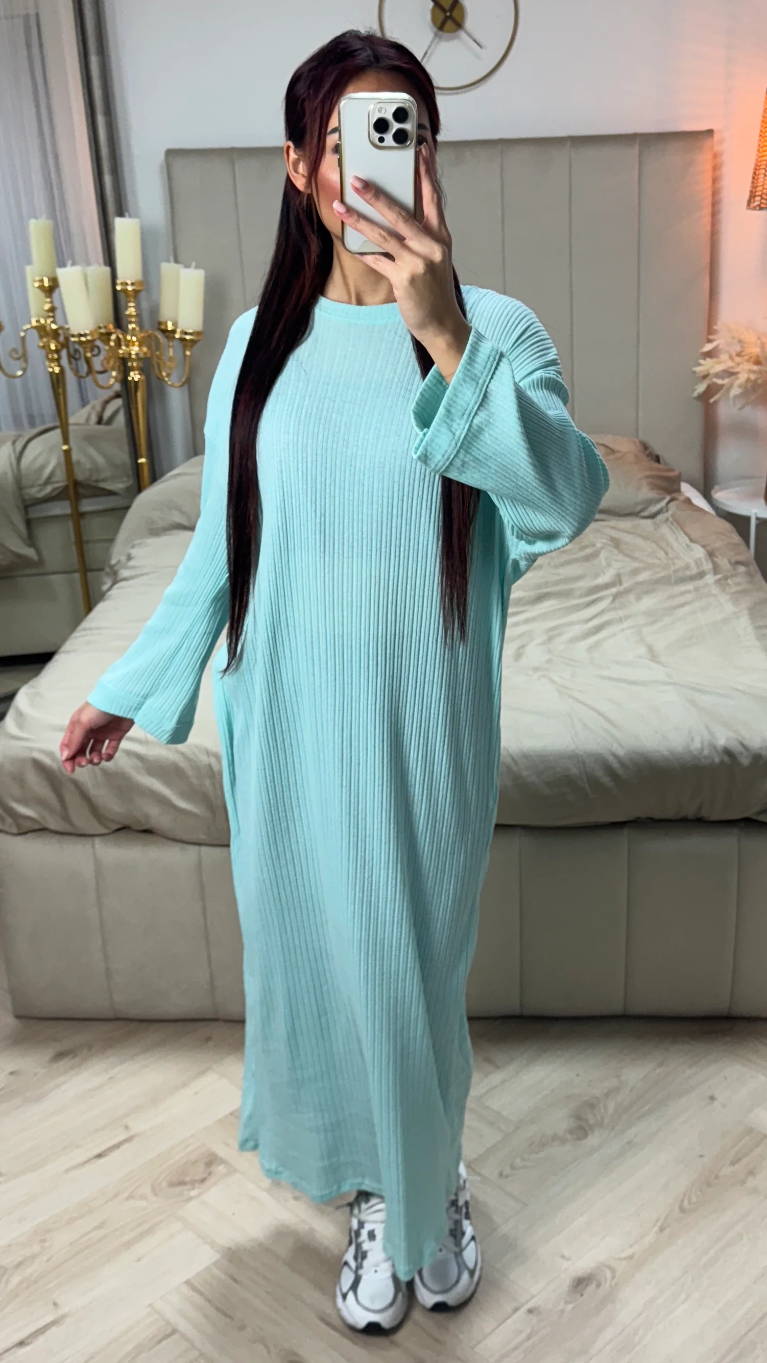 Round Neck Maxi Dress Thin Ribbed Material - Image 25