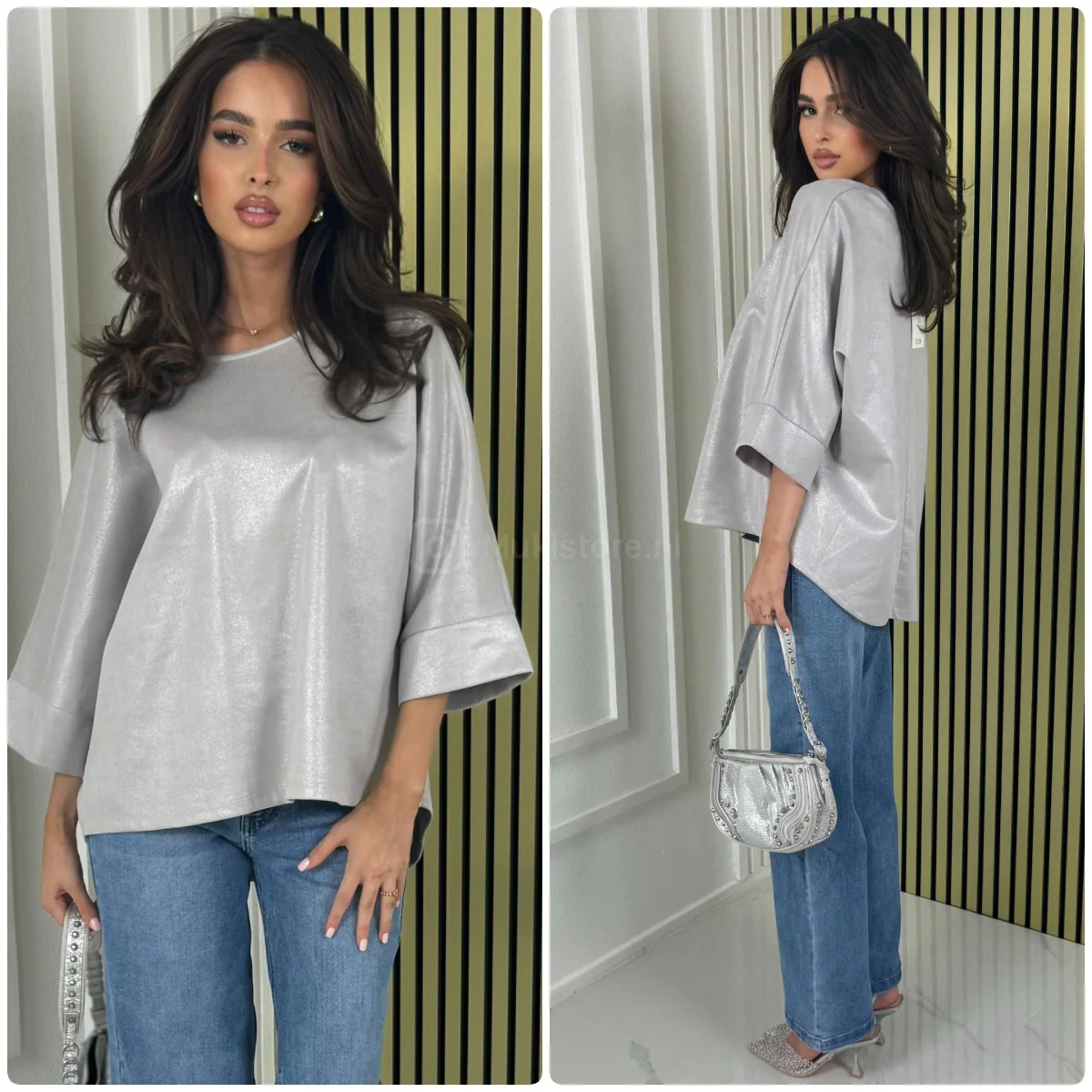 Round Neck Oversized Shining Top - Image 3