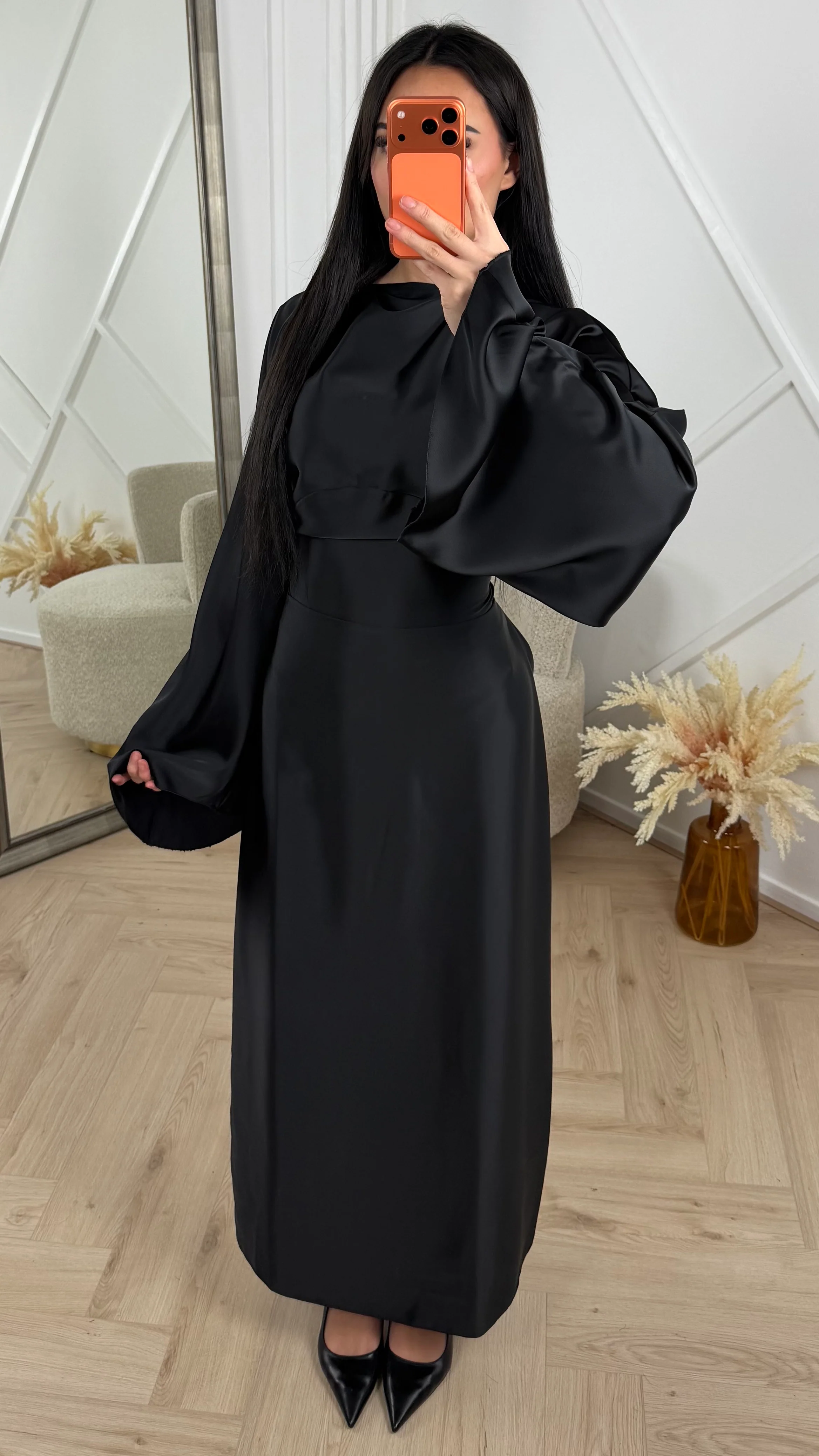 Satijnen Abaya Maxi Jurk met Wijde Mouwen - Image 8