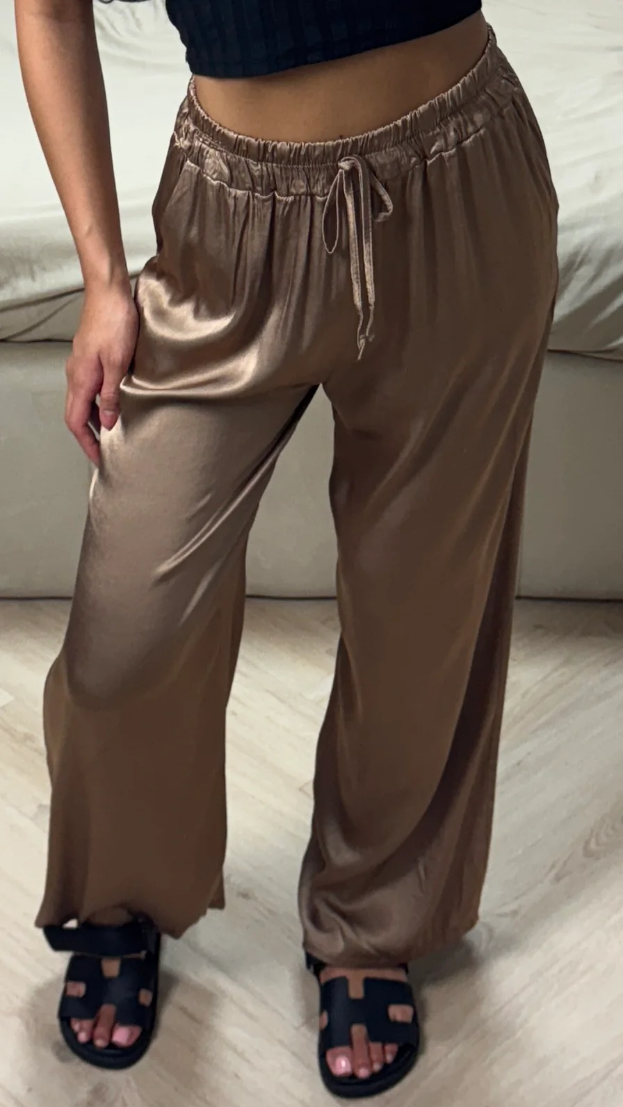Satijnlook Viscose Broek met Elastische Tailleband - Image 2