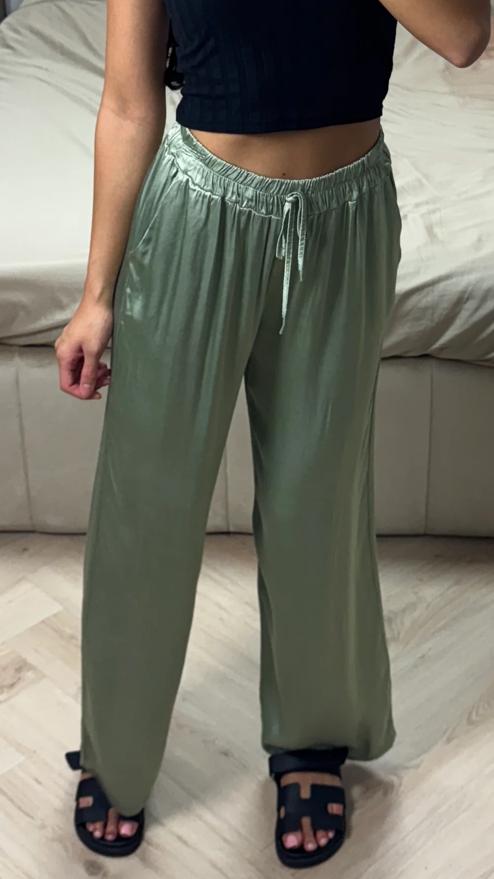 Satijnlook Viscose Broek met Elastische Tailleband - Image 3
