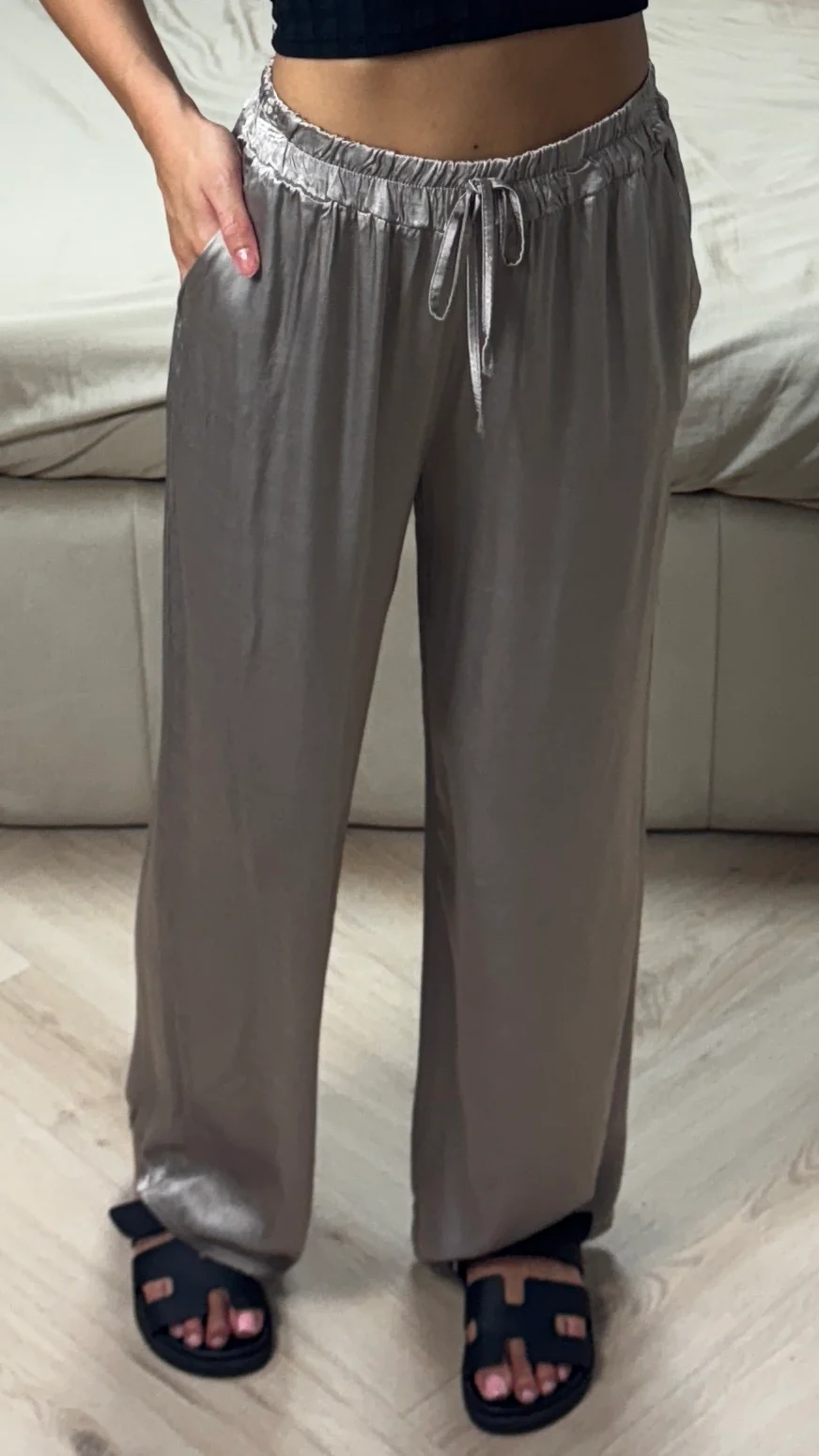 Satijnlook Viscose Broek met Elastische Tailleband - Image 4