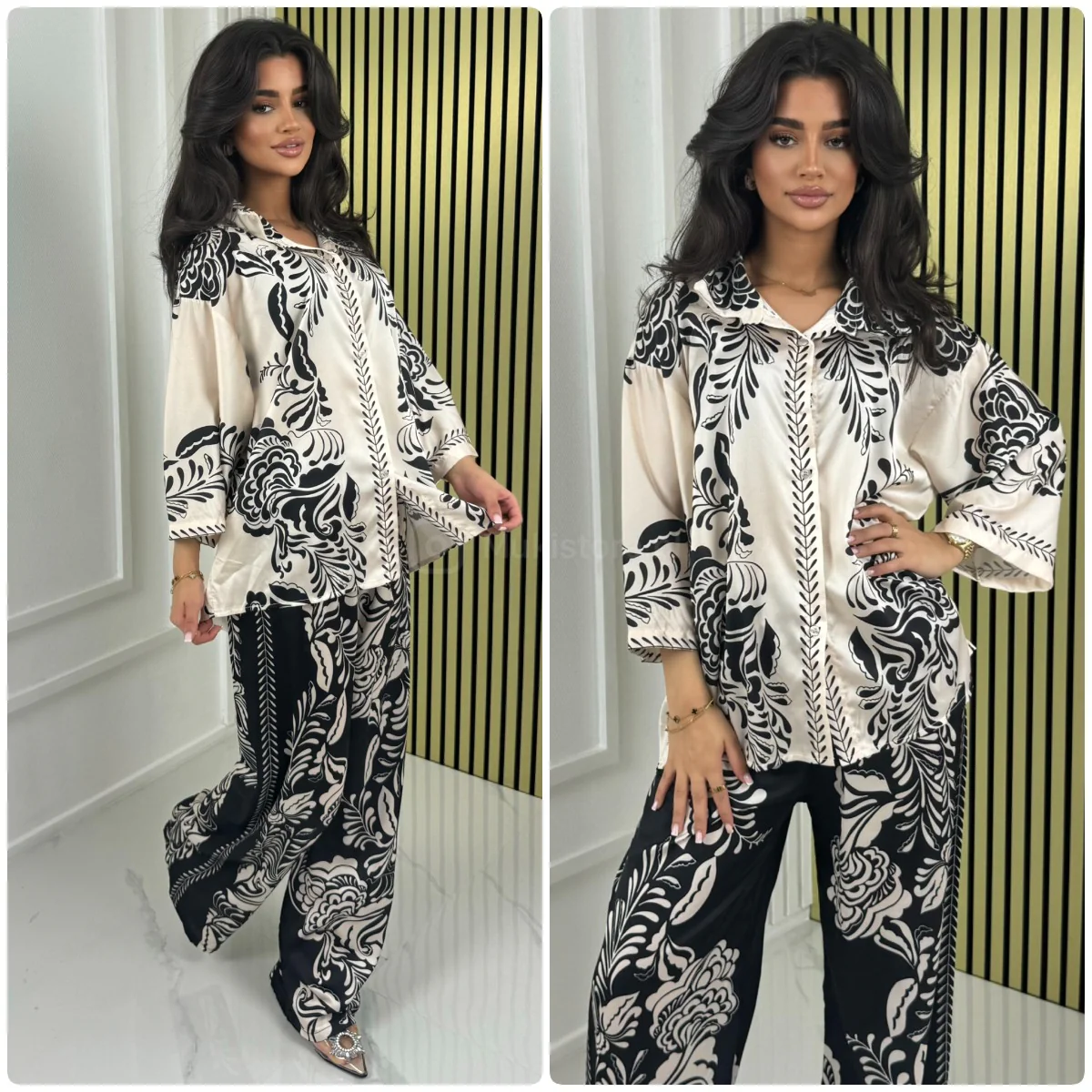 Satin Blouse Print Summer Set - Image 3