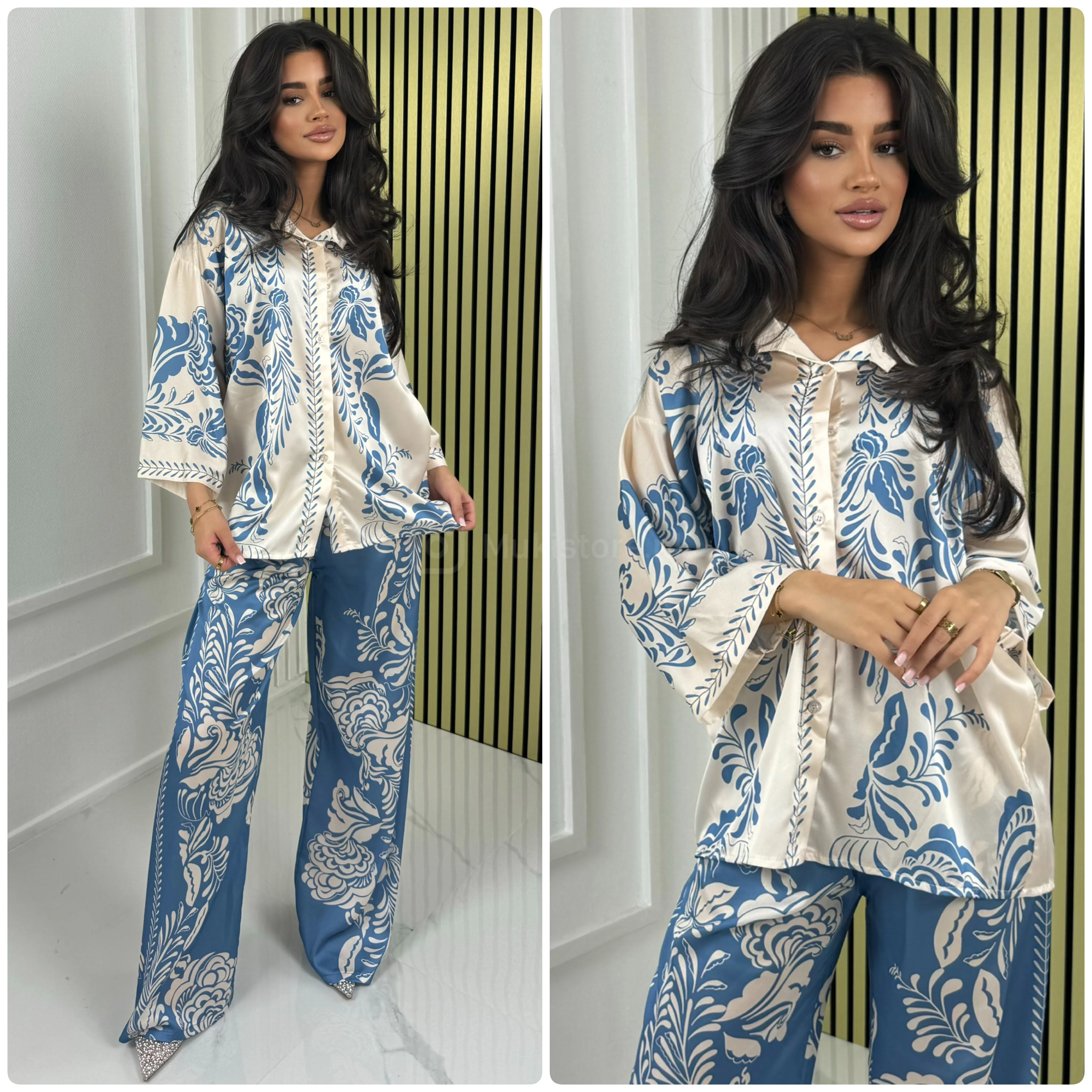 Satin Blouse Print Summer Set - Image 9