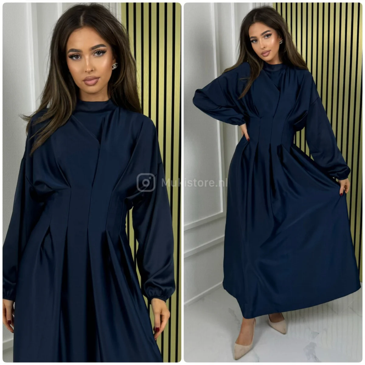 Satin Maxi Pleated Waist Tie Belt Detail - Image 2