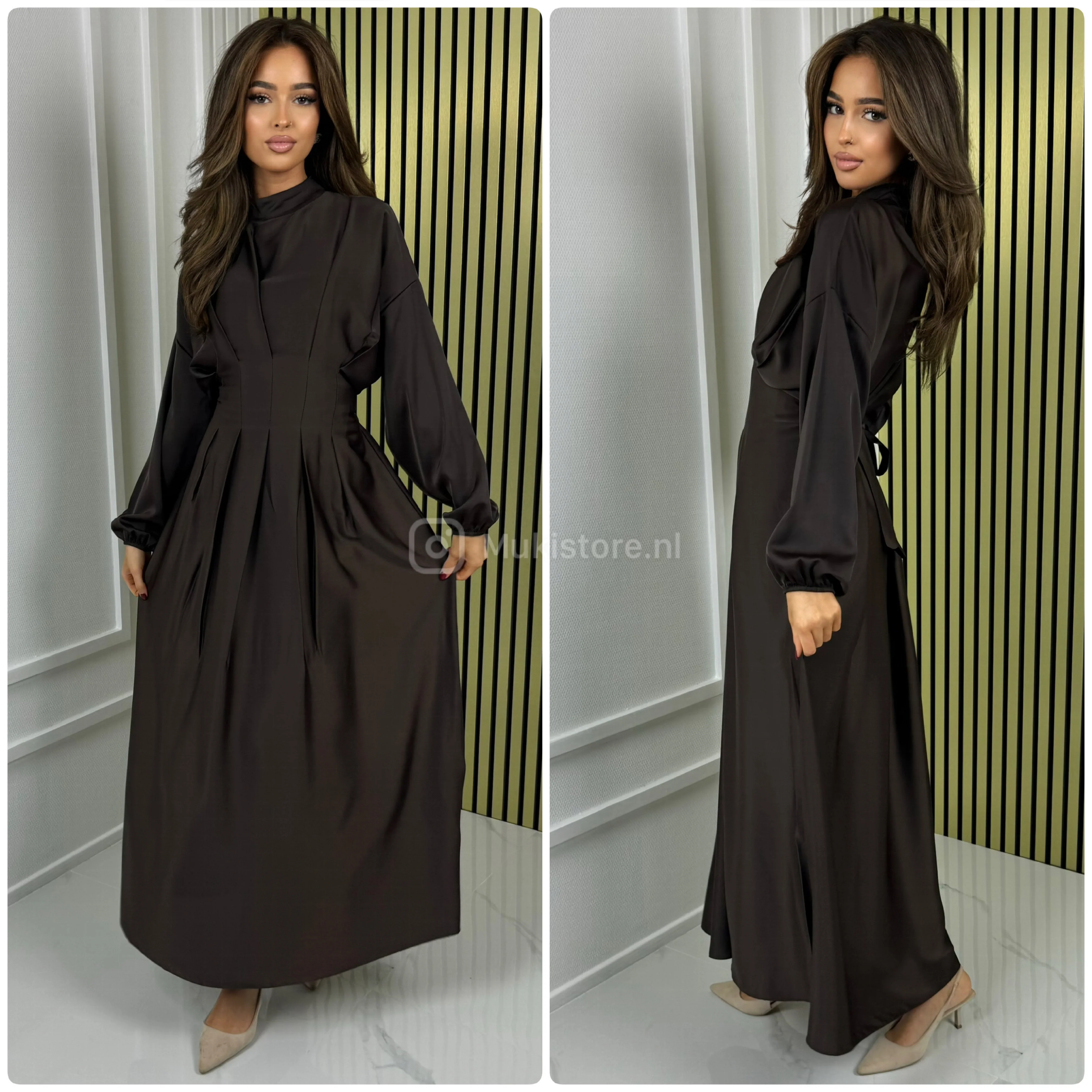 Satin Maxi Pleated Waist Tie Belt Detail - Image 21