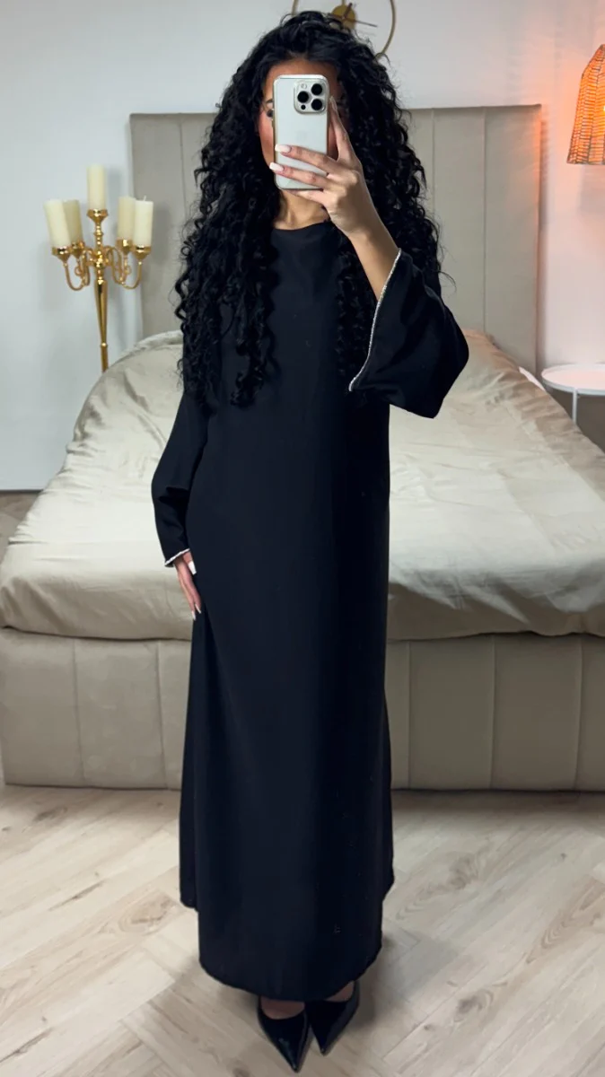 Satin Maxi Waist Cord Dress Diamond Sleeves - Image 15