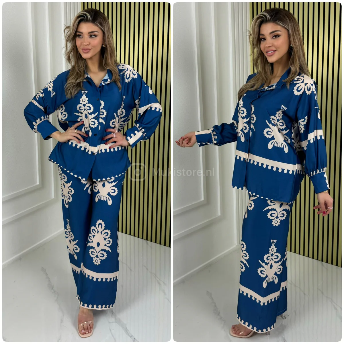 Satin Print 2pcs Blouse Set - Image 2